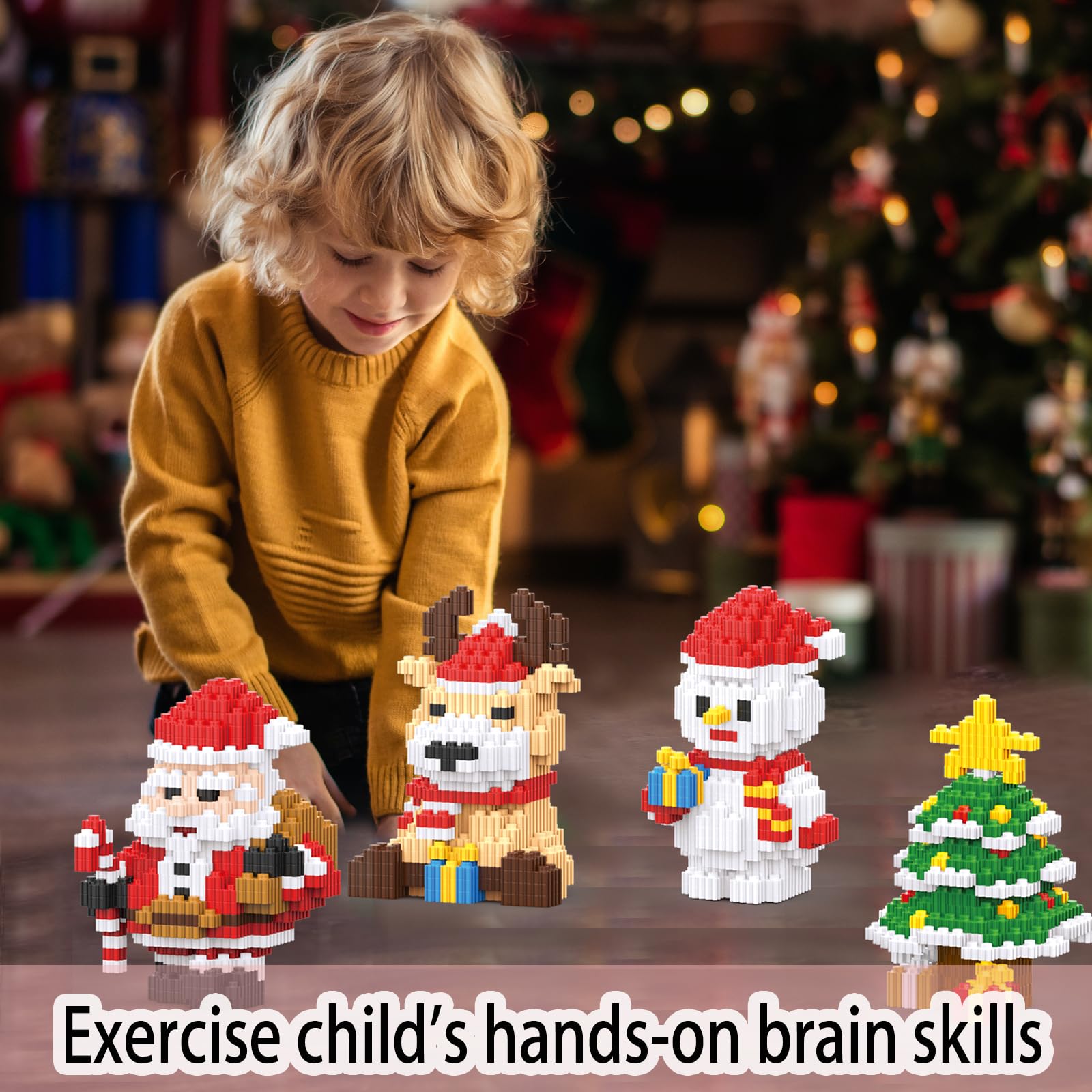 Christmas Snowman Building Blocks - Compatible with Lego & Micro Blocks, Stacking Toys for Kids Ages 6-12 | Holiday, New Year & Birthday Gift for Boys & Girls | Perfect for Christmas Decorations, Creative Play & STEM Learning