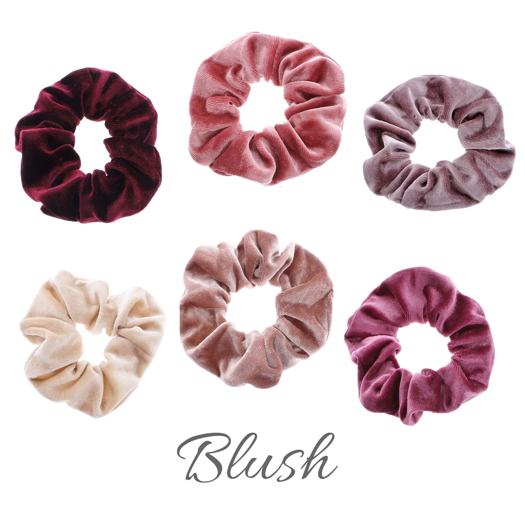 6-Piece Velvet Hair Scrunchies Set - Rose Gold, Dusty Lilac, Rosy Mauve, Wine, Latte & Coral Rose | Soft Hair Ties for Women & Girls | Perfect for Workouts, Office, School & Everyday Use