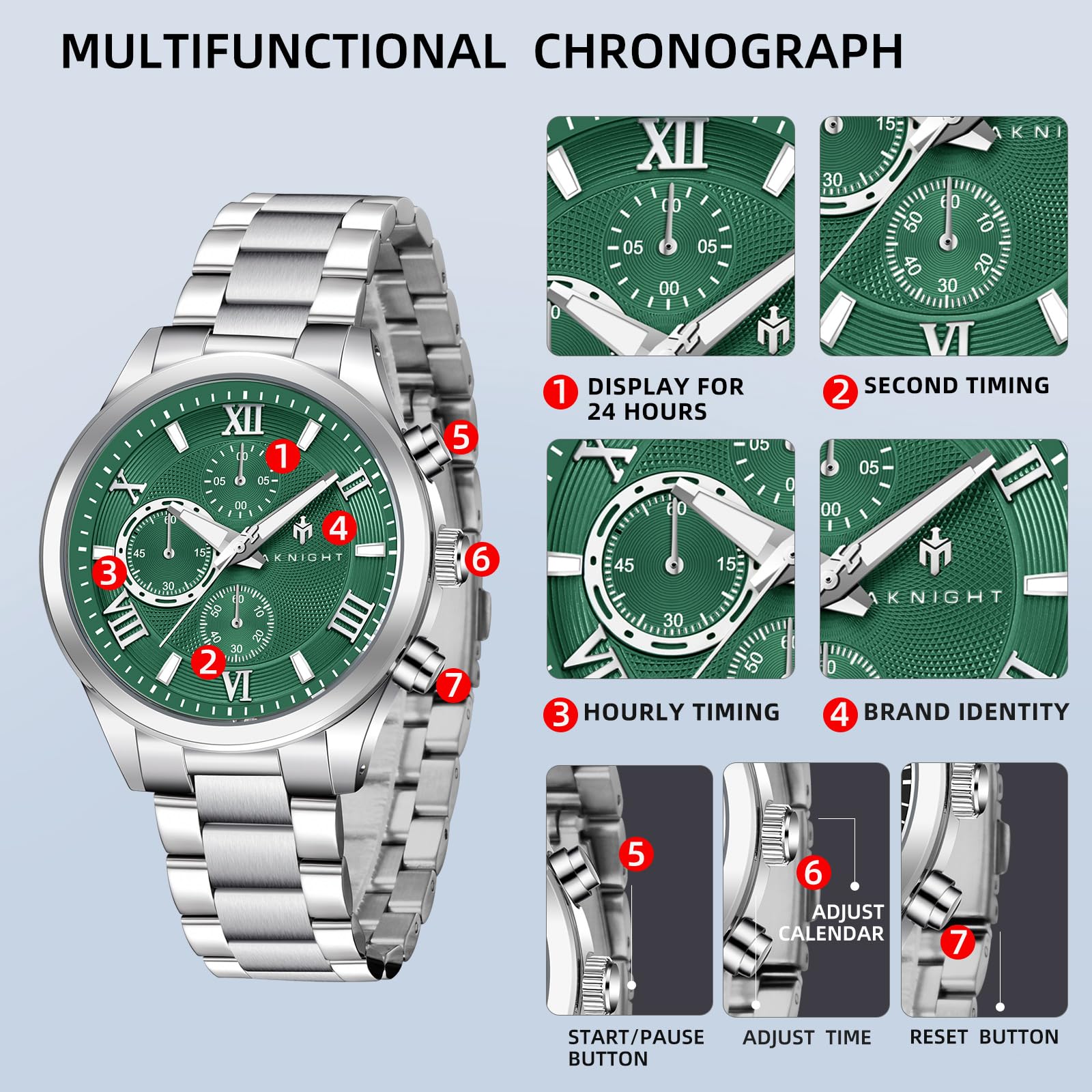 Men's Analog Quartz Chronograph Watch - 30M Waterproof Stainless Steel Dress Watch for Business & Casual Wear | Elegant Fashion Wristwatch Gift for Him | Perfect for Office, Dating & Special Occasions