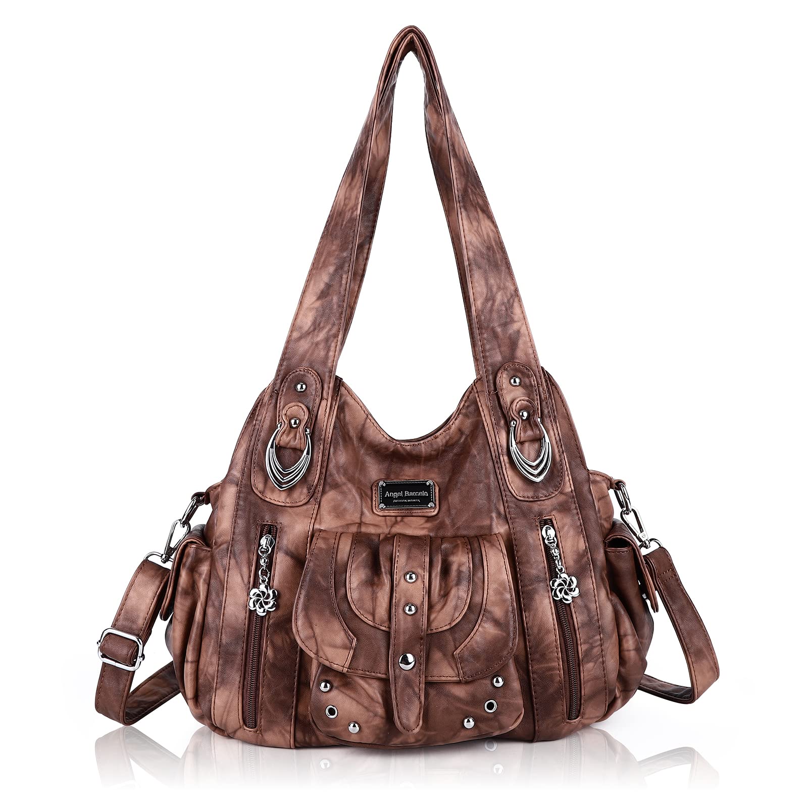 Angel Barcelo Women's Roomy Hobo Handbag - Stylish Leather Shoulder Bag & Tote Purse for Work, Travel & Everyday Use