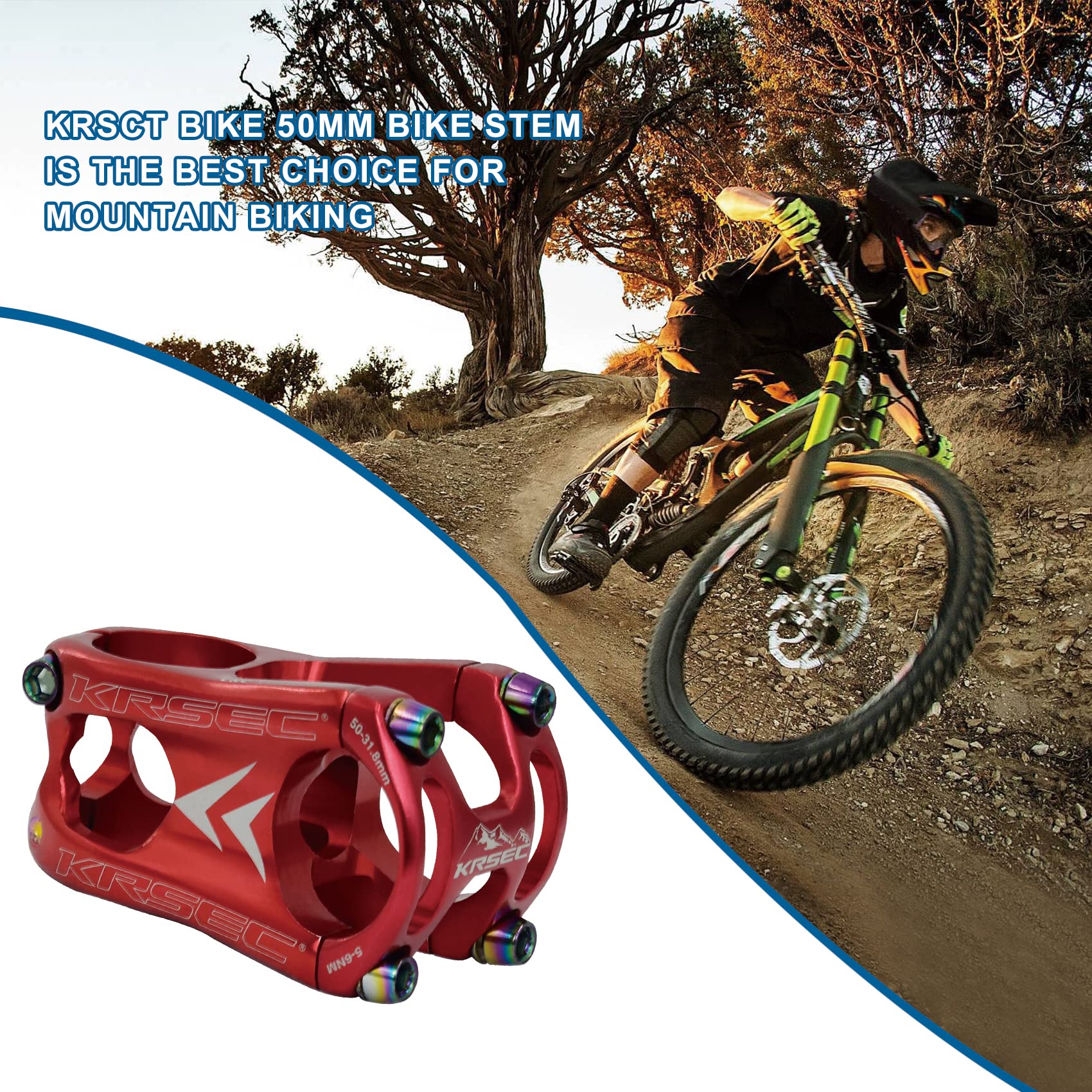 31.8mm 50mm Short Bike Stem - Lightweight Aluminum Alloy MTB Stem for Mountain Bike, Road Bike, BMX, DH, FR & Fixie - Perfect for Commuting, Trail Riding & Urban Cycling Accessories
