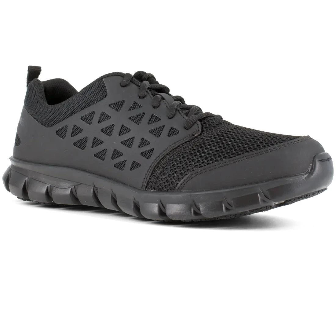 Sublite Cushion Soft Toe Athletic Work Shoes for Men Women - Black Non-Slip Comfortable Sneakers for Running, Walking & Light Duty Jobs