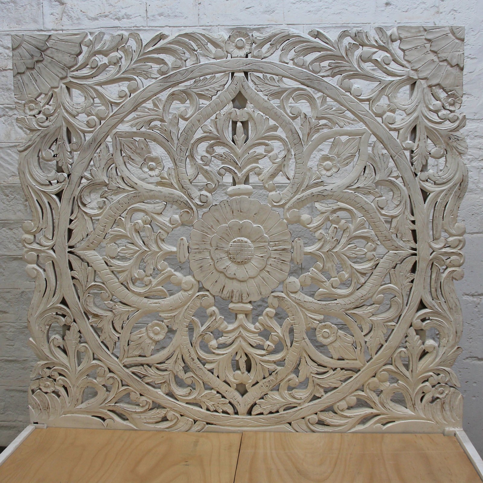Handcrafted Dynasty Carved Queen Size Bed Frame - Solid Wood, Natural Finish - Perfect for Master Bedroom, Guest Room & Luxury Home Decor