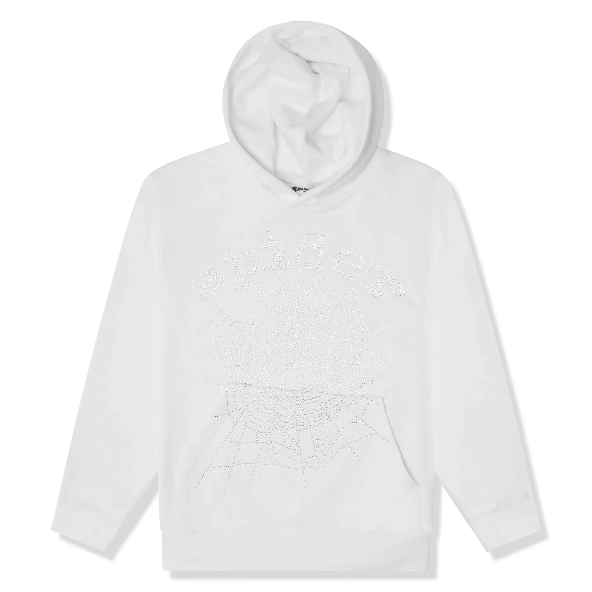 Sp5der OG Rhinestone Logo White Hoodie for Men & Women - Trendy Streetwear Fashion for Casual Outfits & Urban Style