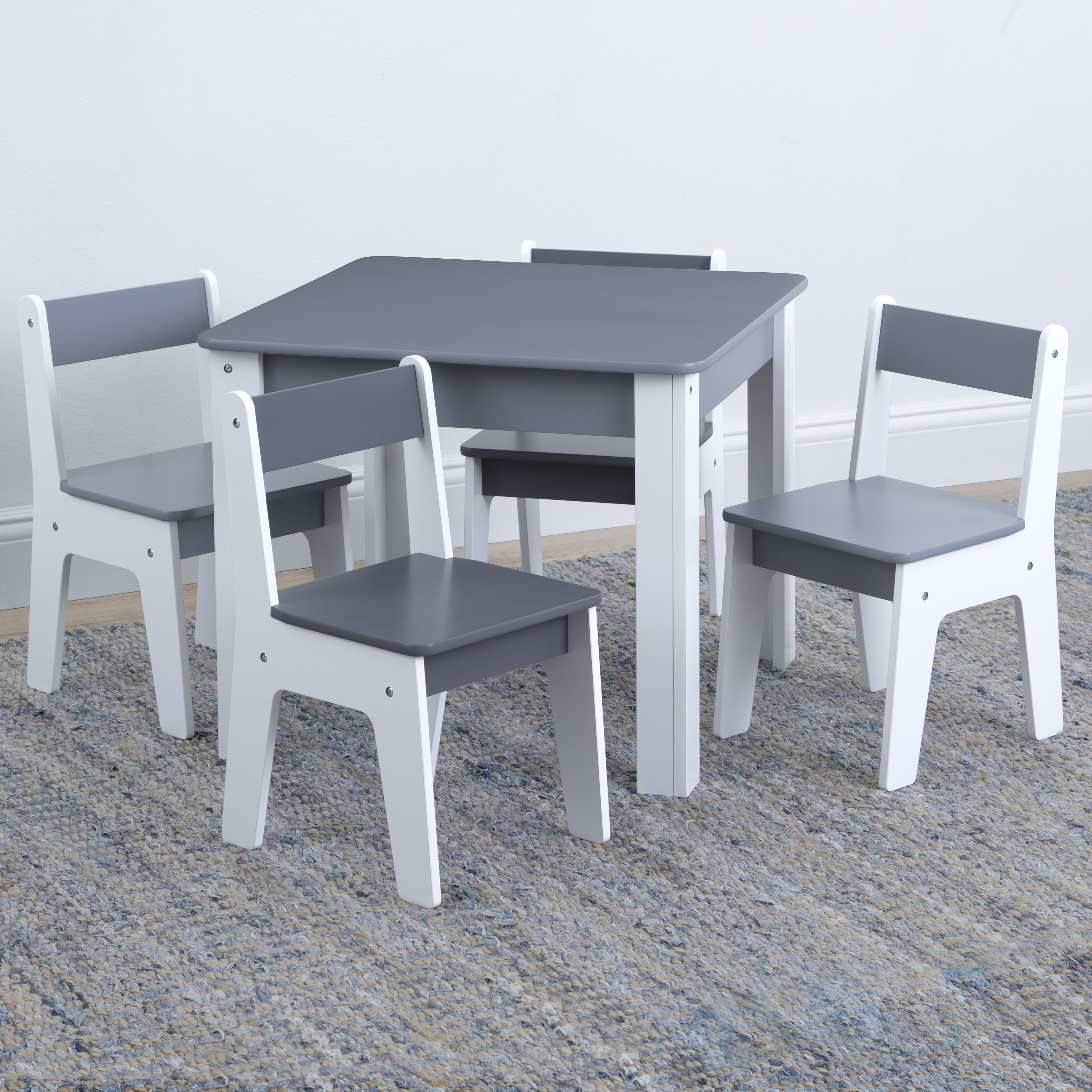 GapKids Table and 4 Chair Set - Wooden Kids Furniture for Dining, Studying & Play - Perfect for Playroom, Classroom or Children's Bedroom