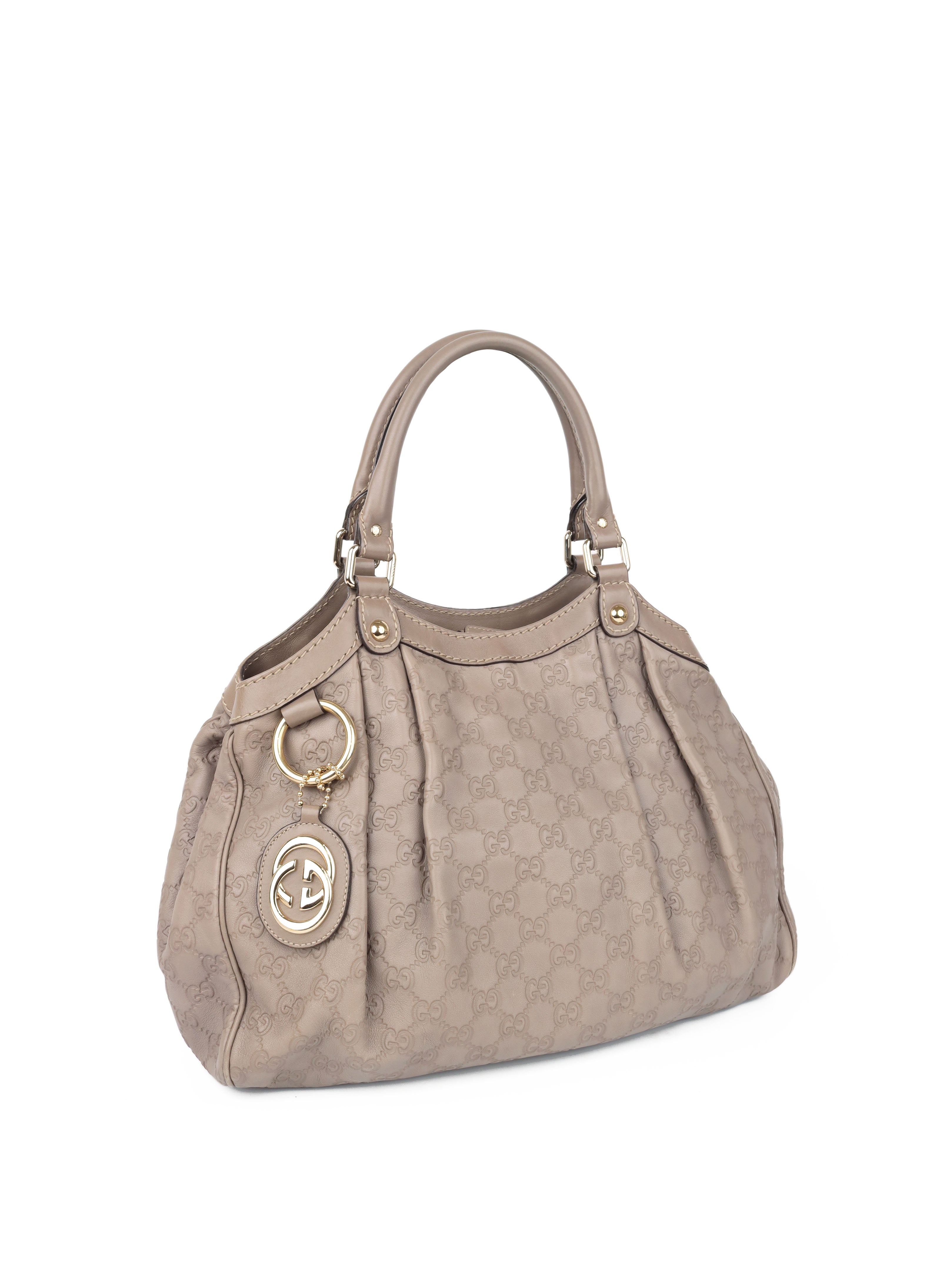 Gucci Grey Monogram Sukey Leather Tote Bag for Women - Luxury Designer Handbag for Work, Travel & Everyday Use
