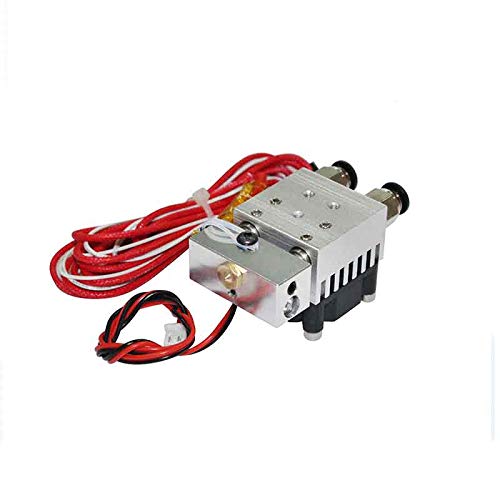 3D Printer Hot End - 2 in 1 Out Dual Color Extruder Cyclops Single Nozzle (12V/24V, 0.4mm, 1.75mm) with Cooling Fan - Perfect for Multi-Color 3D Printing & DIY Projects