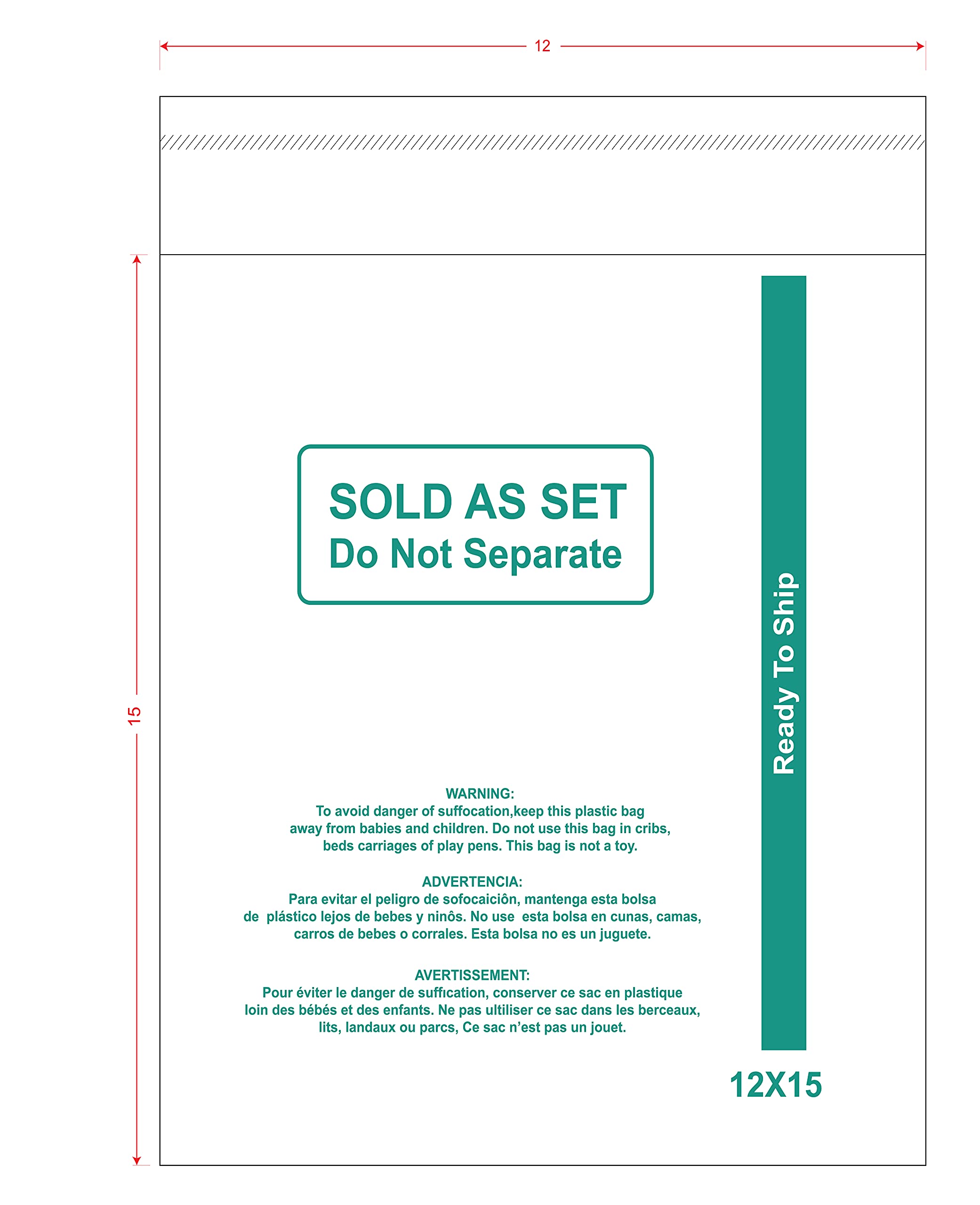 400 Count 12x15 Inches Poly Bags with Suffocation Warning - Self Seal Resealable Plastic Bags for FBA Shipping, Storage & Organization - Perfect for Amazon Sellers, Small Business Packaging & Retail Product Protection