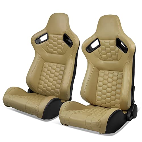 Beige PU + Carbon Leather + Hexagonal Quilting