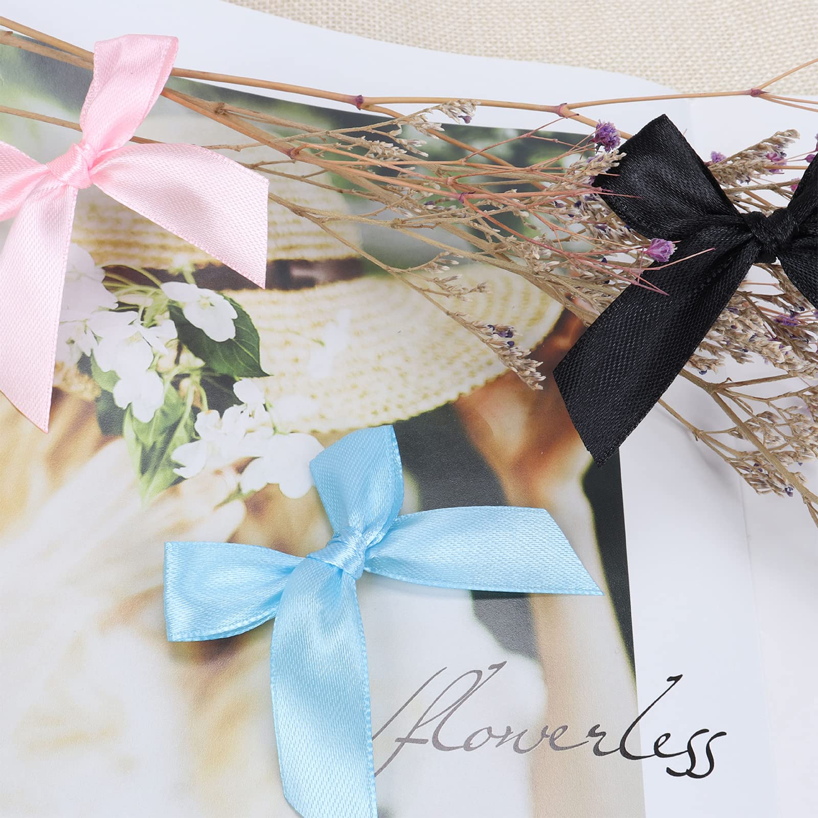 50 Pcs Satin Ribbon Bows with Adhesive Tape - 5CM x 5CM Single Sided Satin Bows for Gift Wrapping, Wedding Decorations, DIY Crafts, Halloween Party Decor, Card Making & Sewing Embellishments - Perfect for Holiday Gifts, Baby Showers & Home Decor (Blue)