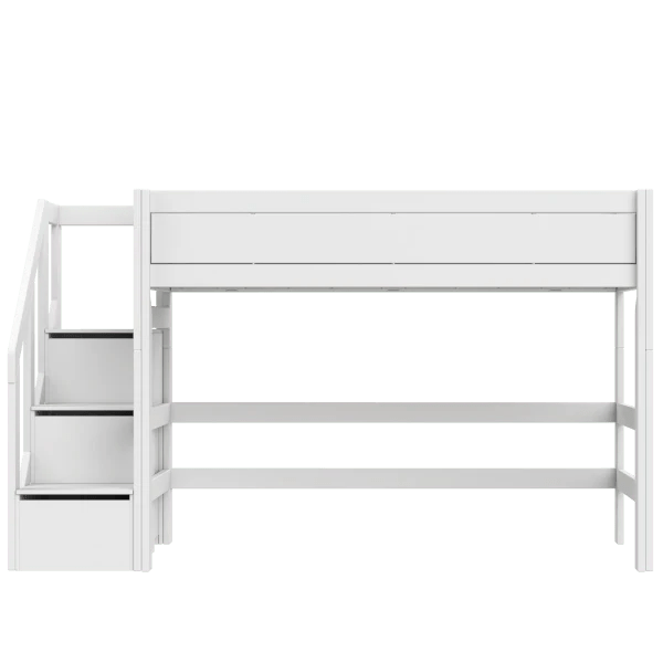 High Sleeper Bed with Staircase - 152cm Loft Bed for Kids & Teens - Space-Saving Bedroom Furniture for Small Rooms & Dormitories
