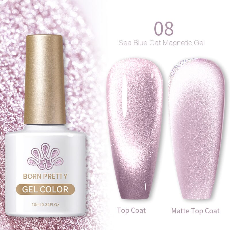 Premium Sea Blue Cat Magnetic Gel Nail Polish - 08 Shade, 10ml - Long-Lasting & High Gloss Finish for Manicures & Pedicures at Home or Salon