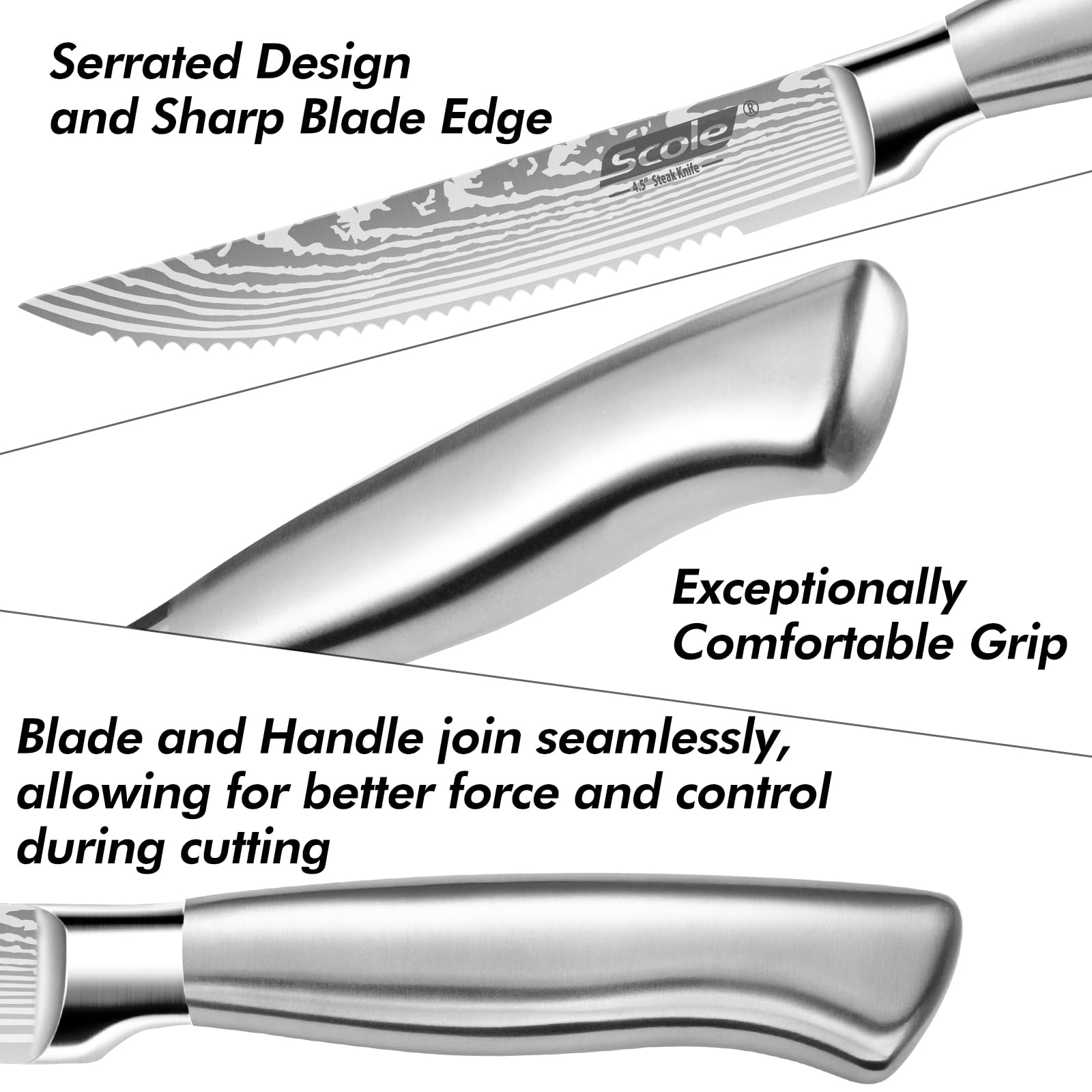 Premium SCOLE® Steak Knives Set - 6-Piece 4.5
