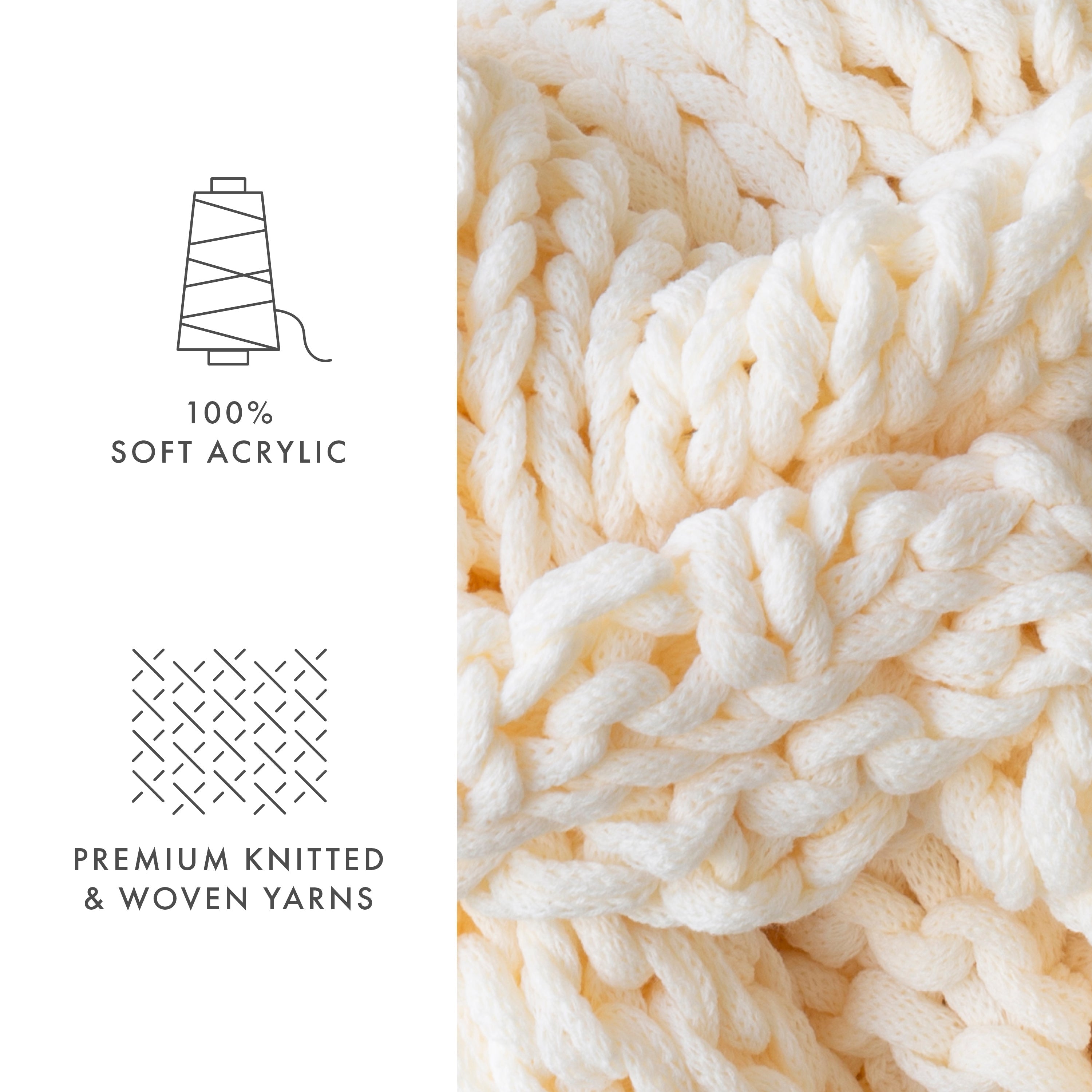 Oversized Chunky Knit Blanket - Soft & Cozy Extra Large Throw Blanket for Couch, Bed & Winter Warmth