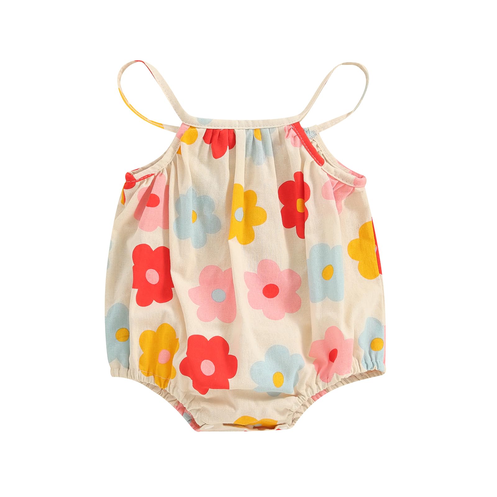 Baby Girl Summer Romper - Spaghetti Strap Sleeveless Flower Onesie Boho Outfit for Infants | Perfect for Beach, Park & Outdoor Play