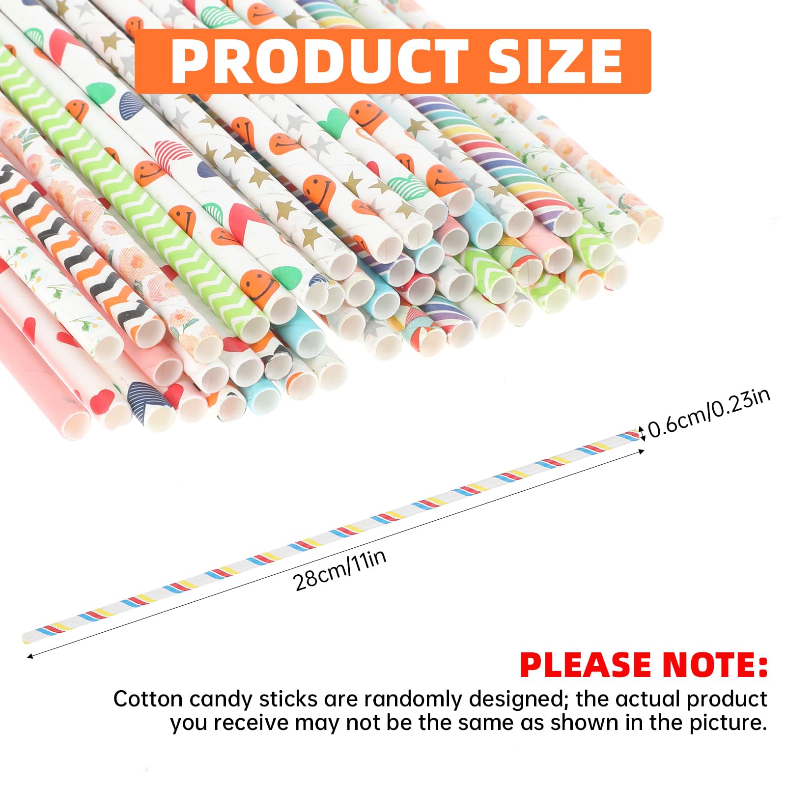 50 PCS Cotton Candy Cones 13.77 Inch - Colorful Paper Straws for Candy Making, Birthday Parties, Weddings & Holiday Events - Bulk Cotton Candy Supplies for Carnival, Fair & DIY Dessert Stands