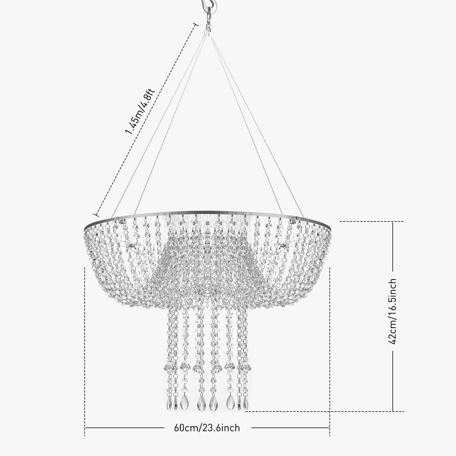 Modern Acrylic Hanging Cake Stand - 60CM Suspended Wedding Cake Rack for Dessert Display | Elegant Ceiling Decor for Birthday Parties, Wedding Centerpieces & Event Venues | Perfect for Bakeries, Bridal Showers & Special Occasions