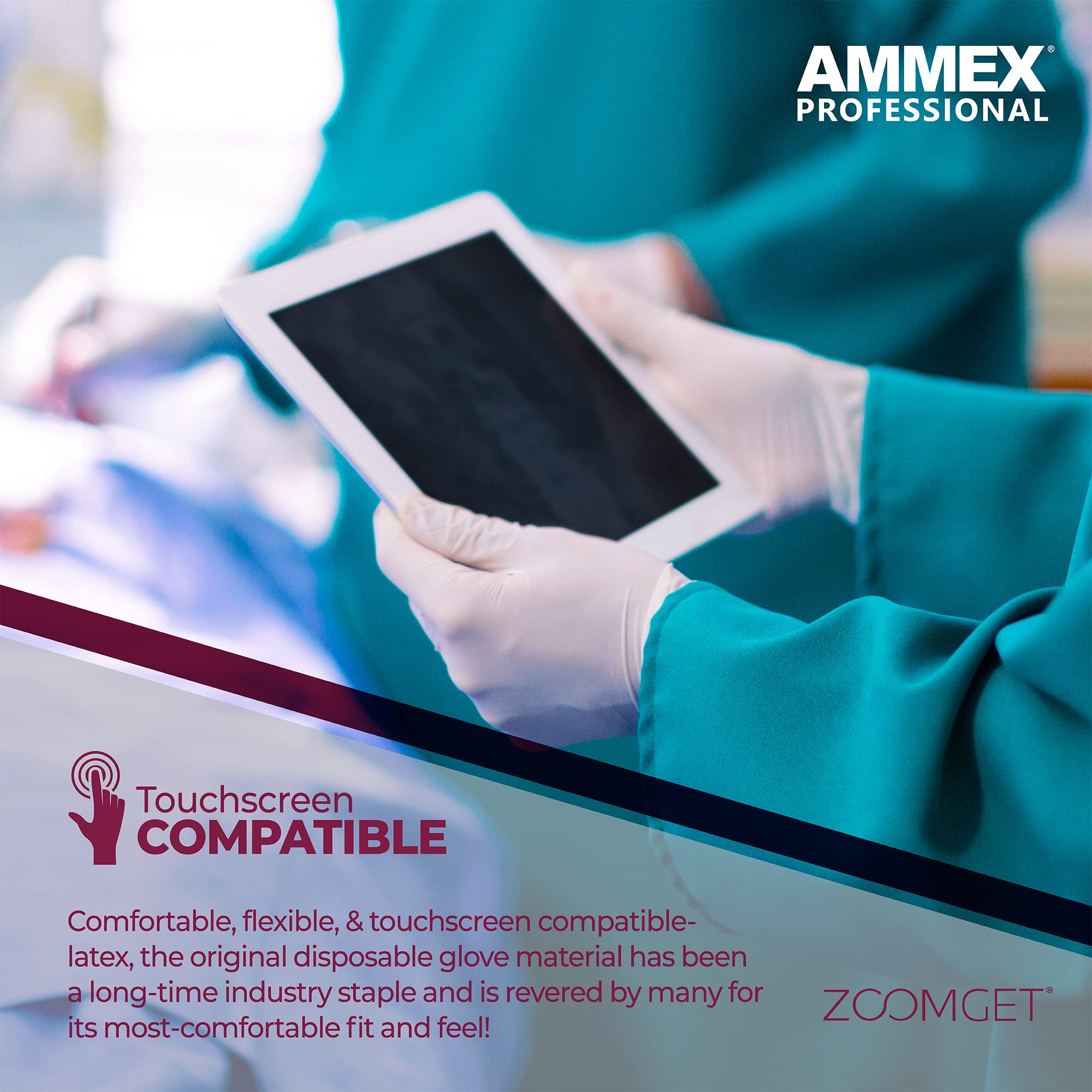 AMMEX White Latex Disposable Exam Gloves - 4 Mil Thick, Powder-Free, Food Safe, Textured Grip - Perfect for Medical, Dental, Food Handling & Home Cleaning