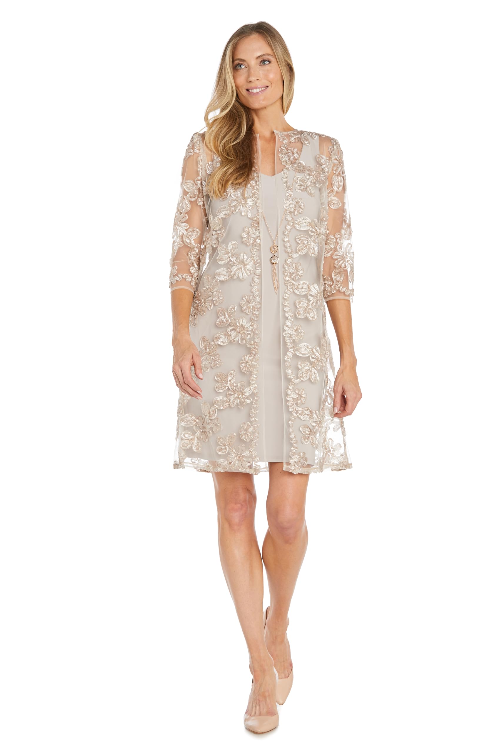 R&M Richards Women's Soutache Jacket & Two-Piece Dress Set - Elegant Formal Outfit for Weddings, Parties & Special Occasions