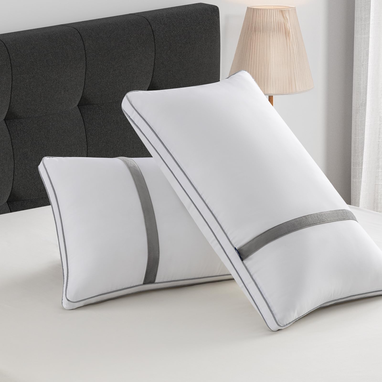 BedStory 2 Pack Premium Down Alternative Pillows - Hotel Quality Standard Size Bed Pillows with Ultra Soft Fiber Fill for Back & Side Sleepers | Perfect for Home, Office & Travel Use