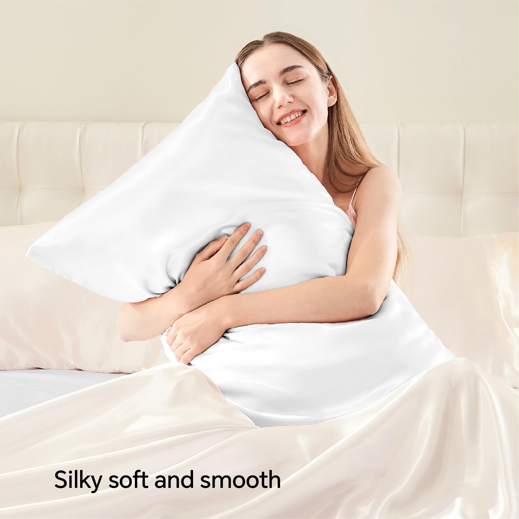 BEDELITE Satin Pillowcase with Zipper - 2 Pack Standard Size (20x26 Inches) - Super Soft & Cooling Silk-Like Pillow Cases for Women & Men - Perfect for Hair Care, Skin Protection & Better Sleep