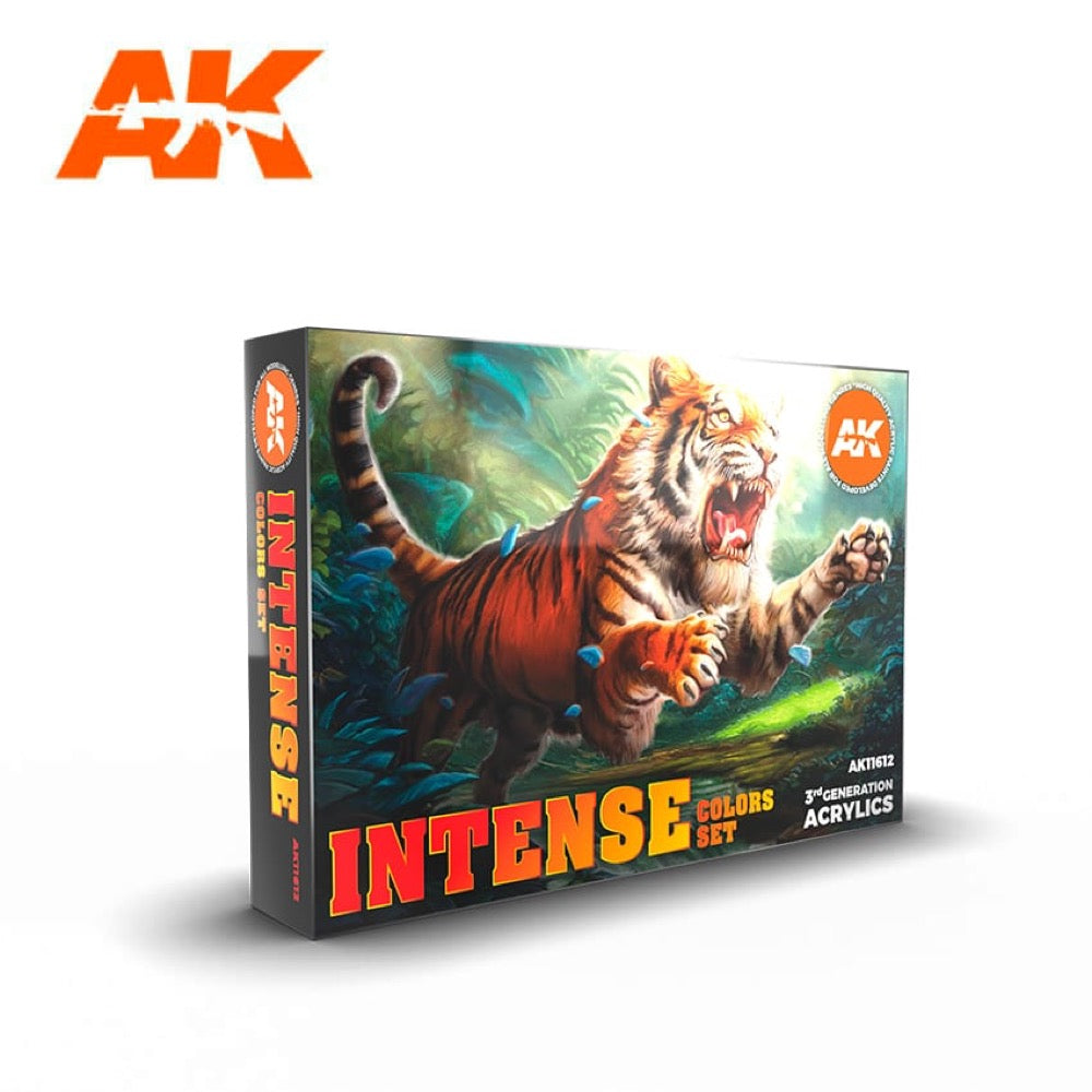 AK Interactive AK11612 Intense Colors Acrylic Paint Set (3rd Generation) - 18 Vibrant Colors for Miniature Painting, Scale Models & Warhammer - Perfect for Hobbyists & Artists