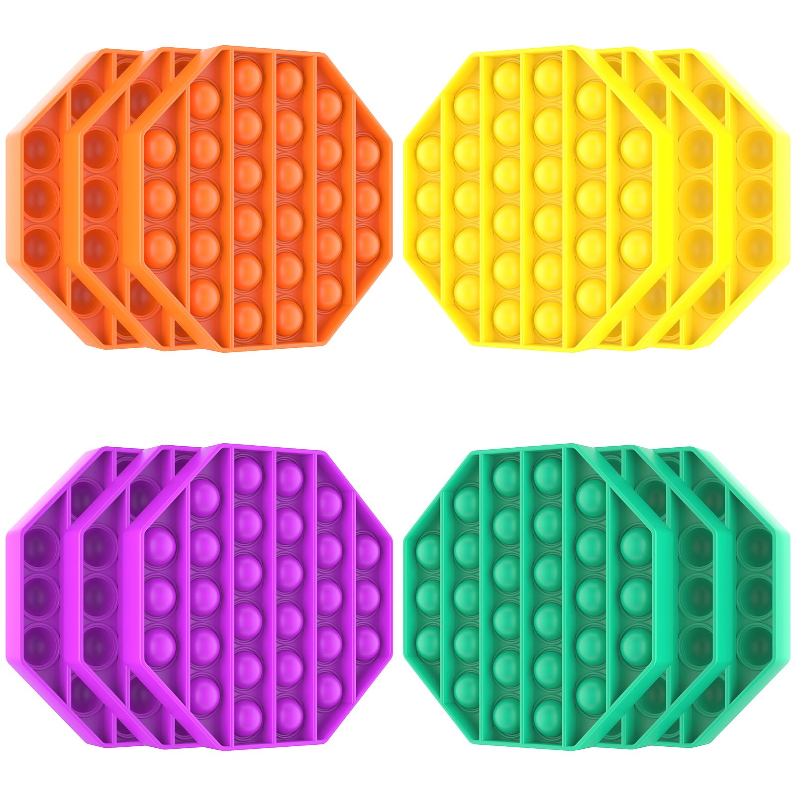 SoulLife 12 Pack Fidget Toys Set - Stress Relief Sensory Toys for Kids & Adults, Push Pop Bubble Poppers Bulk - Perfect for Easter Gifts, Party Favors, Classroom Prizes & Anxiety Relief (Great for ADHD, Autism & Office Stress)