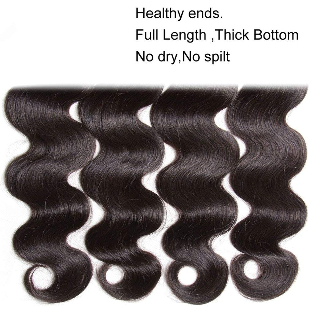 UNice 8A Indian Body Wave Virgin Hair Extensions - 3 Bundles 100% Unprocessed Human Hair Weave (12/14/16 Inch) Natural Black for Women | Perfect for Daily Wear, Parties & Special Occasions
