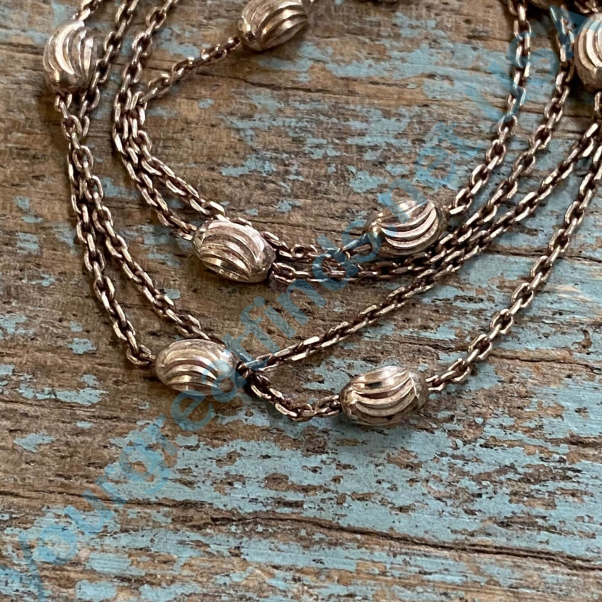 Vintage Sterling Silver Textured Beaded 18