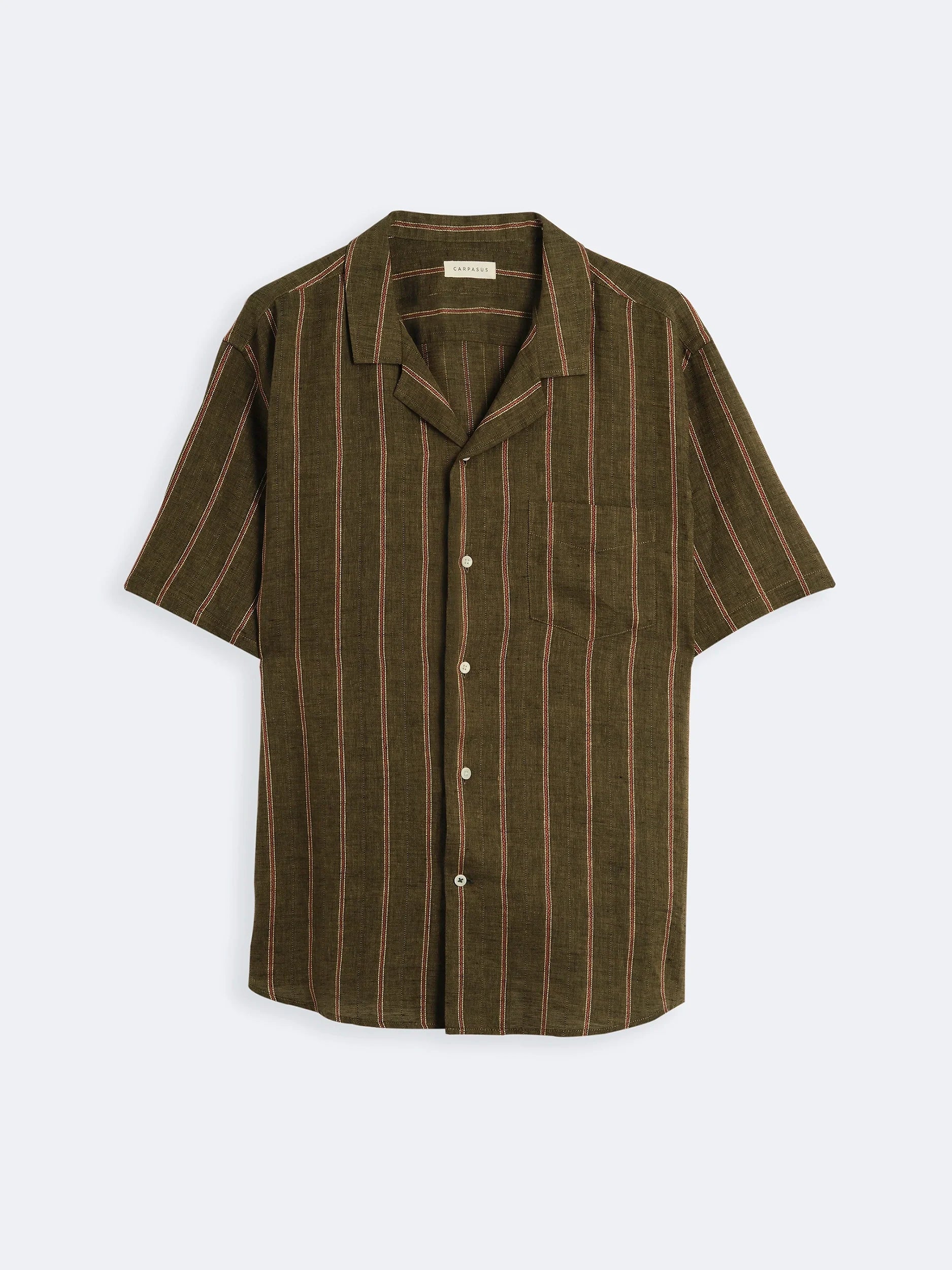 Premium Linen Shirt for Men - Milano Short Sleeve Casual Button Down Shirt in Khaki | Breathable Summer Wear for Beach, Travel & Office