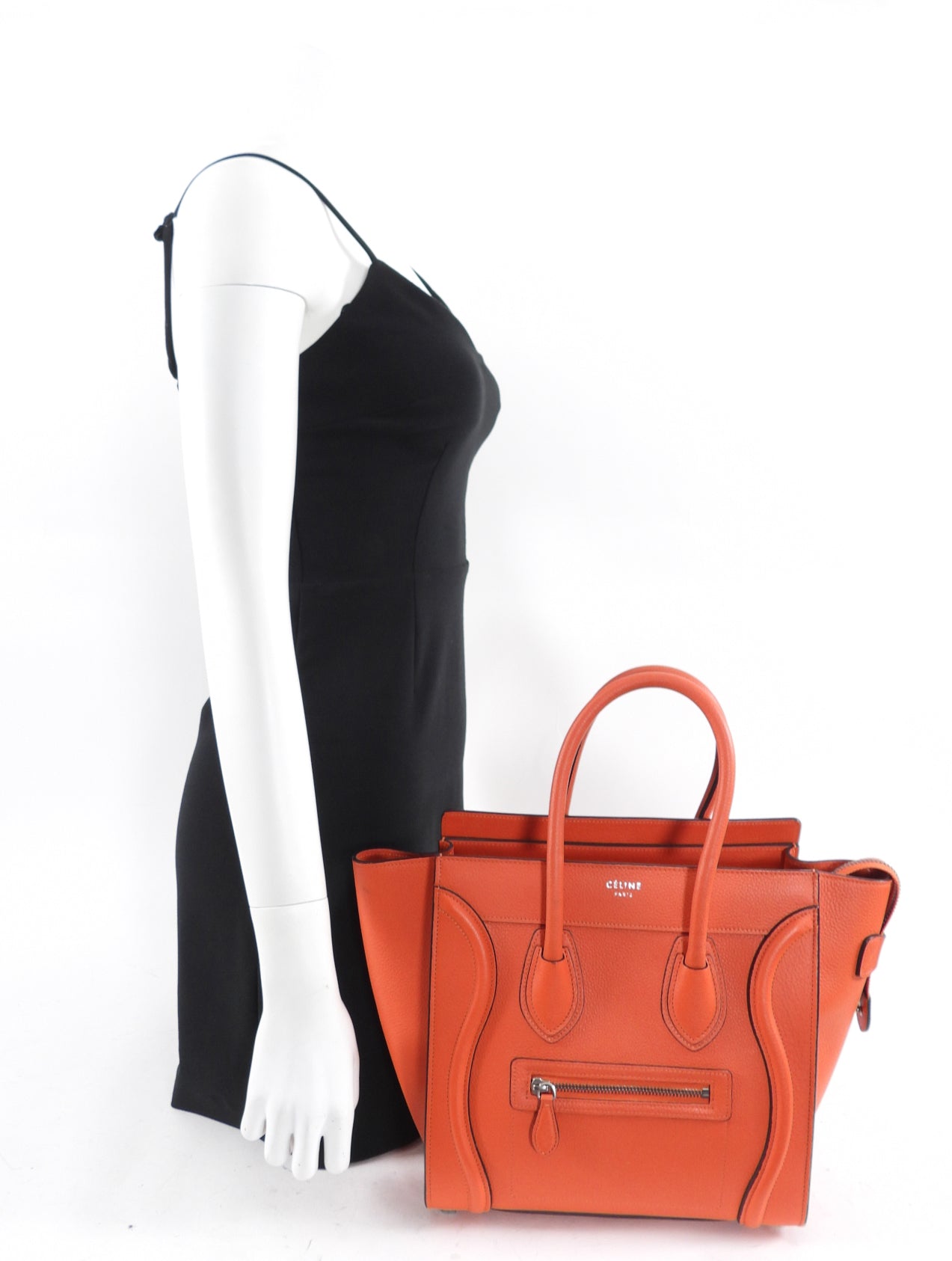 Celine Orange Micro Luggage Tote Bag for Women | Genuine Leather Designer Handbag | Perfect for Work, Travel & Everyday Use