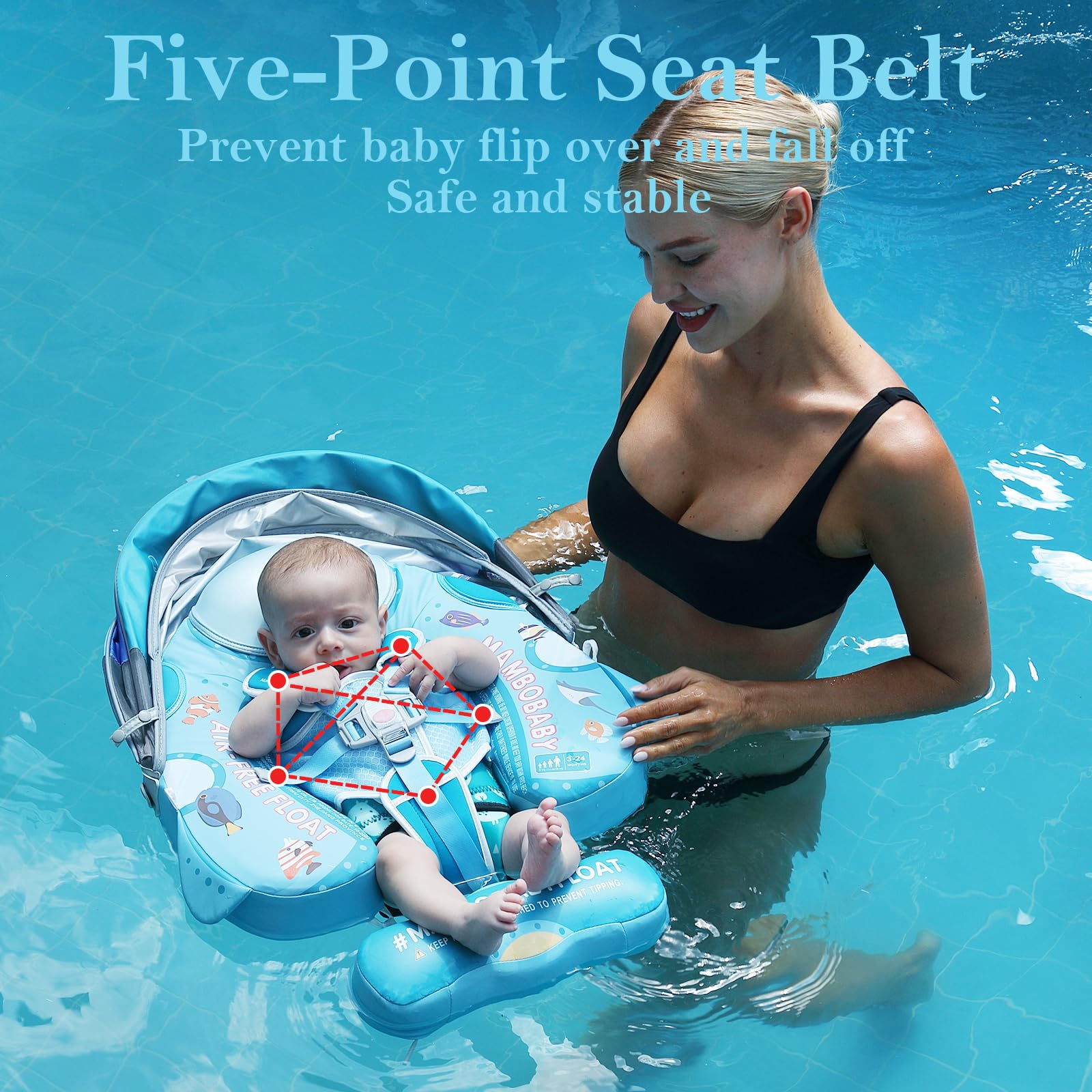 **2025 New Mambobaby Baby Float with Canopy – Non-Inflatable Infant Pool Float for 3-24 Months – Skin-Friendly Toddler Swim Ring for Boys & Girls – Submarine Style – Perfect for Beach, Pool & Summer Water Play**