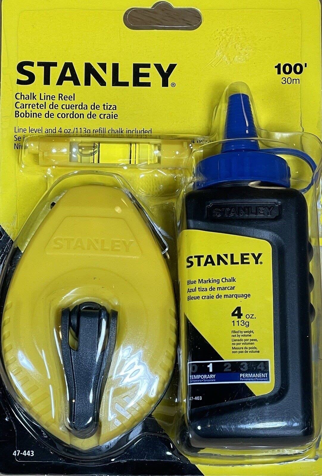 Stanley 47-480L 100 FatMax Xtreme Chalk Box - Professional Chalk Line Tool for Construction, Carpentry & DIY Projects - Perfect for Marking Straight Lines on Concrete, Wood & Drywall