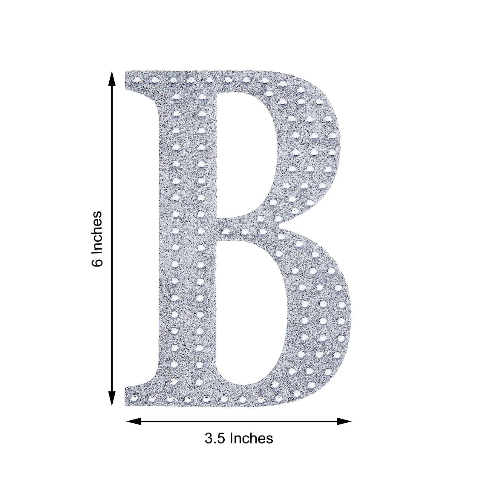 Efavormart 6 Inch Silver Self-Adhesive Rhinestone Letter B Stickers - DIY Crafts, Scrapbooking, Graduation Cap Decor, Wedding & Birthday Party Supplies - Perfect for Home Decor, Gift Wrapping, and Personalized Projects