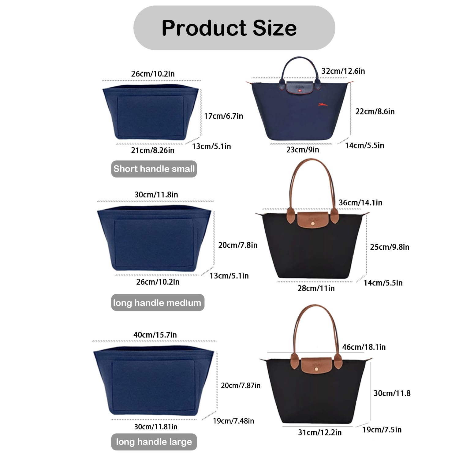 Purse Organizer Insert for Longchamp Le Pliage & Handbags | Medium Size Beige Bag Organizer | Perfect for Travel, Work & Everyday Use