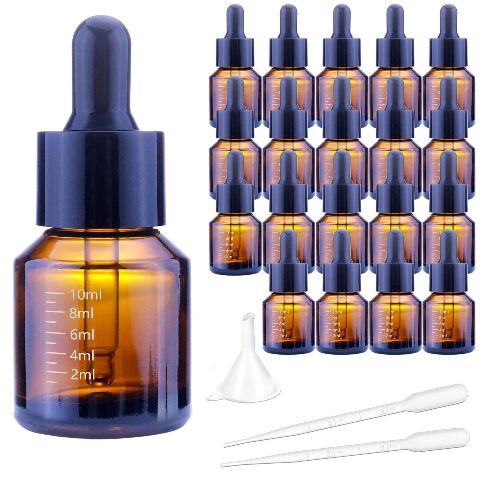 15ml Amber Glass Dropper Bottles with Measurement - 1/2 oz Essential Oil Jars with Glass Eye Dropper for Aromatherapy, Tinctures, DIY Skincare & Herbal Extracts - Perfect for Home, Travel & Gift Packaging