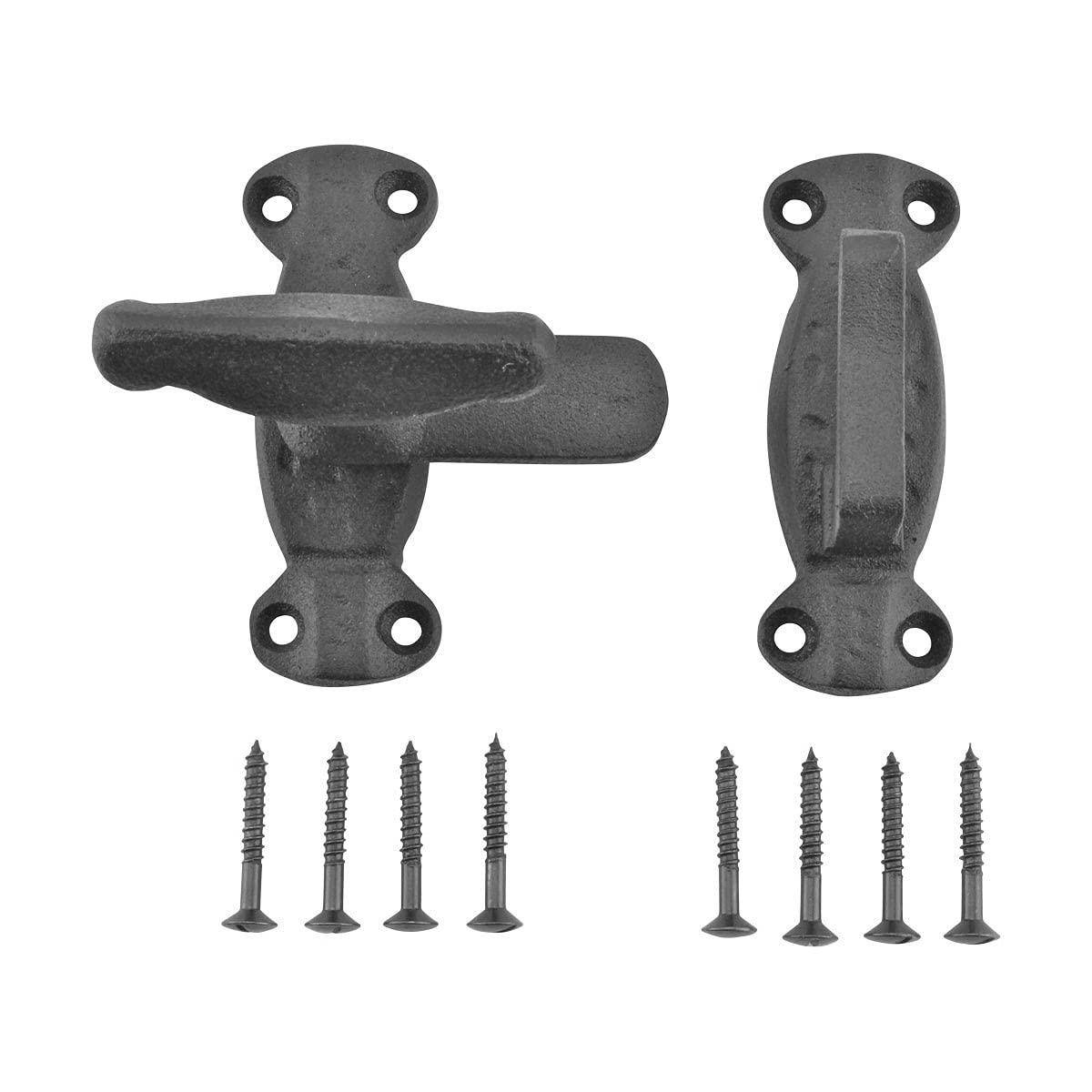 Black Wrought Iron Door Latch 2 Inch - Pack of 10 with Mounting Hardware for Cabinets, Windows & Furniture - Durable Cabinet Latches for Home, Office & RV Use