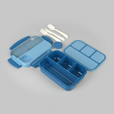 Bento Tek 44 oz Blue Lunch Box - BPA Free, Microwave Safe, Includes Utensils - 9 x 6.5 x 3.25 Inches - Pack of 10 - Perfect for School, Work, Picnics & Meal Prep