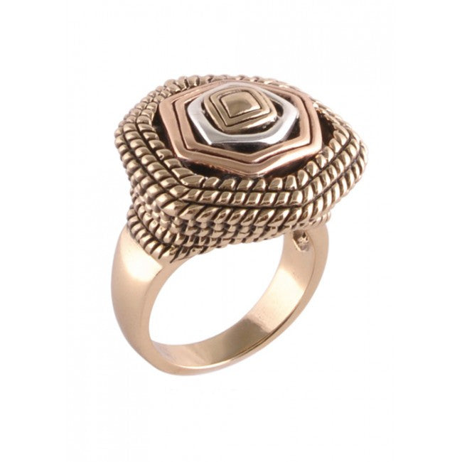 Barse Tri Metal Abstract Ring for Women - Unique Geometric Fashion Jewelry - Perfect for Parties, Weddings & Everyday Wear