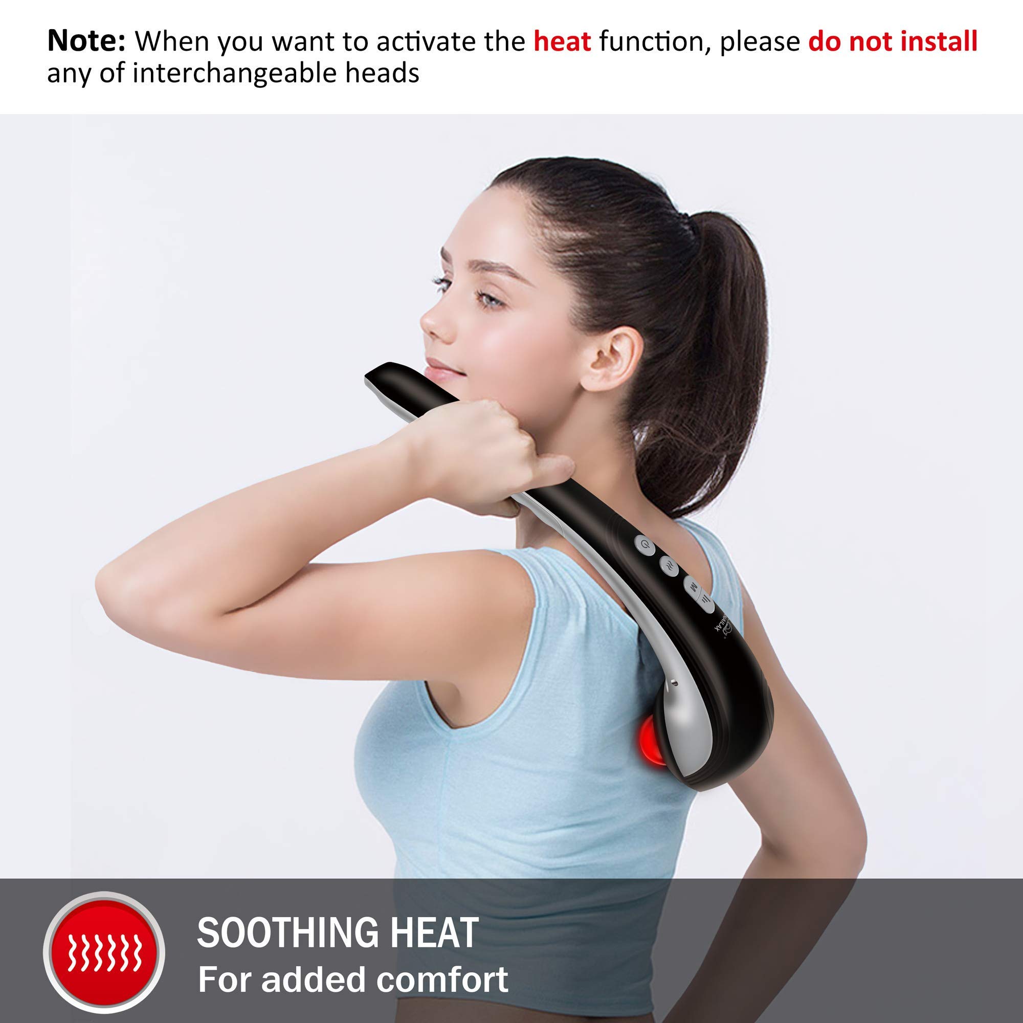 Snailax Cordless Handheld Back Massager with Heat - 2-in-1 Shiatsu Foot & Back Massager for Pain Relief - Electric Deep Tissue Massage Machine for Home, Office & Travel Use