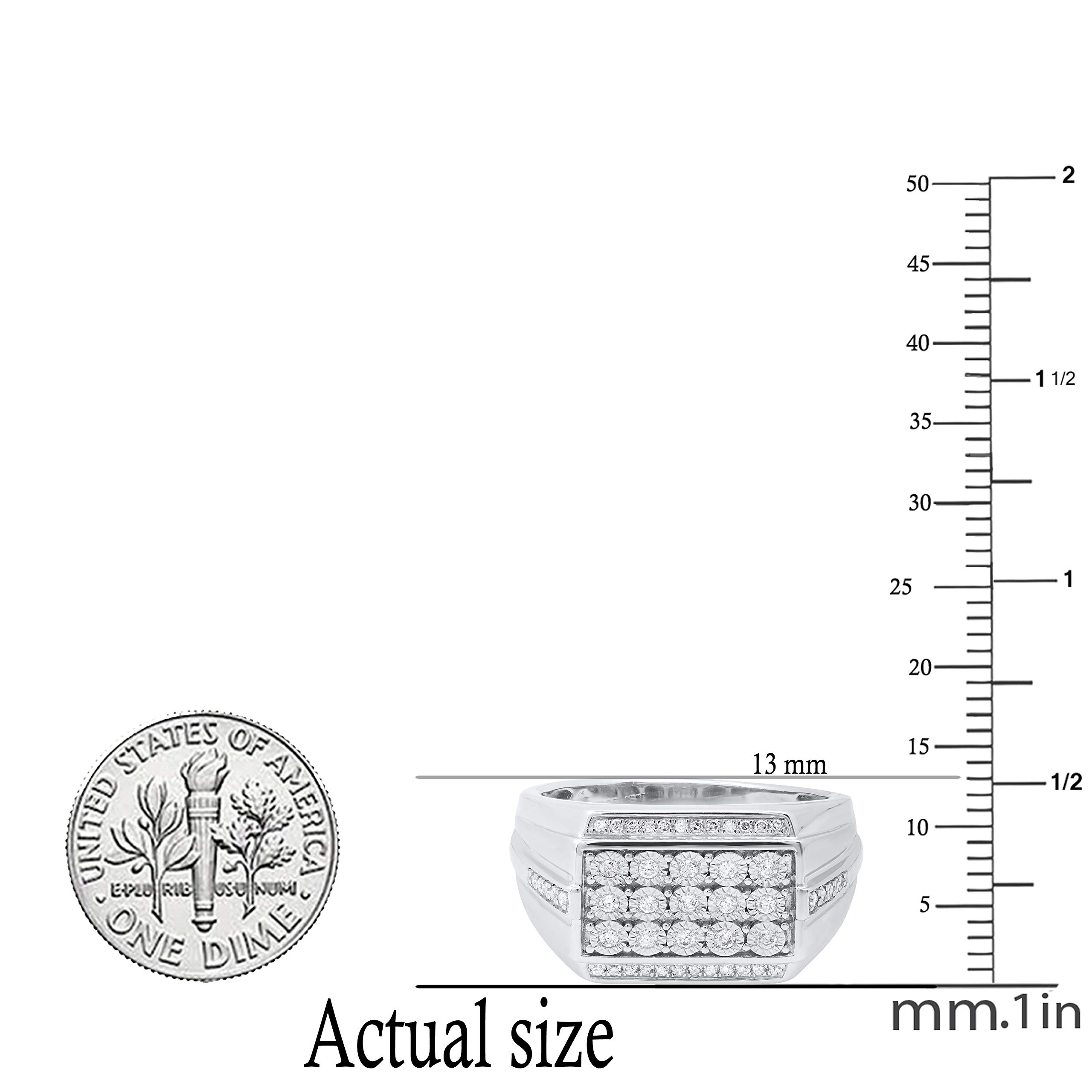 Dazzlingrock Collection 0.35 Carat (CTW) Round White Diamond Men's Wedding Band in 925 Sterling Silver - Perfect for Anniversary, Engagement & Special Occasions