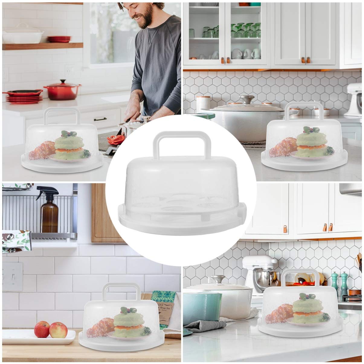 Hemoton 1-Piece White Cake Box - Portable Cake Carrier & Cupcake Storage Container for Transporting & Displaying Cakes, Cupcakes & Desserts - Perfect for Parties, Baking, Catering & Home Use