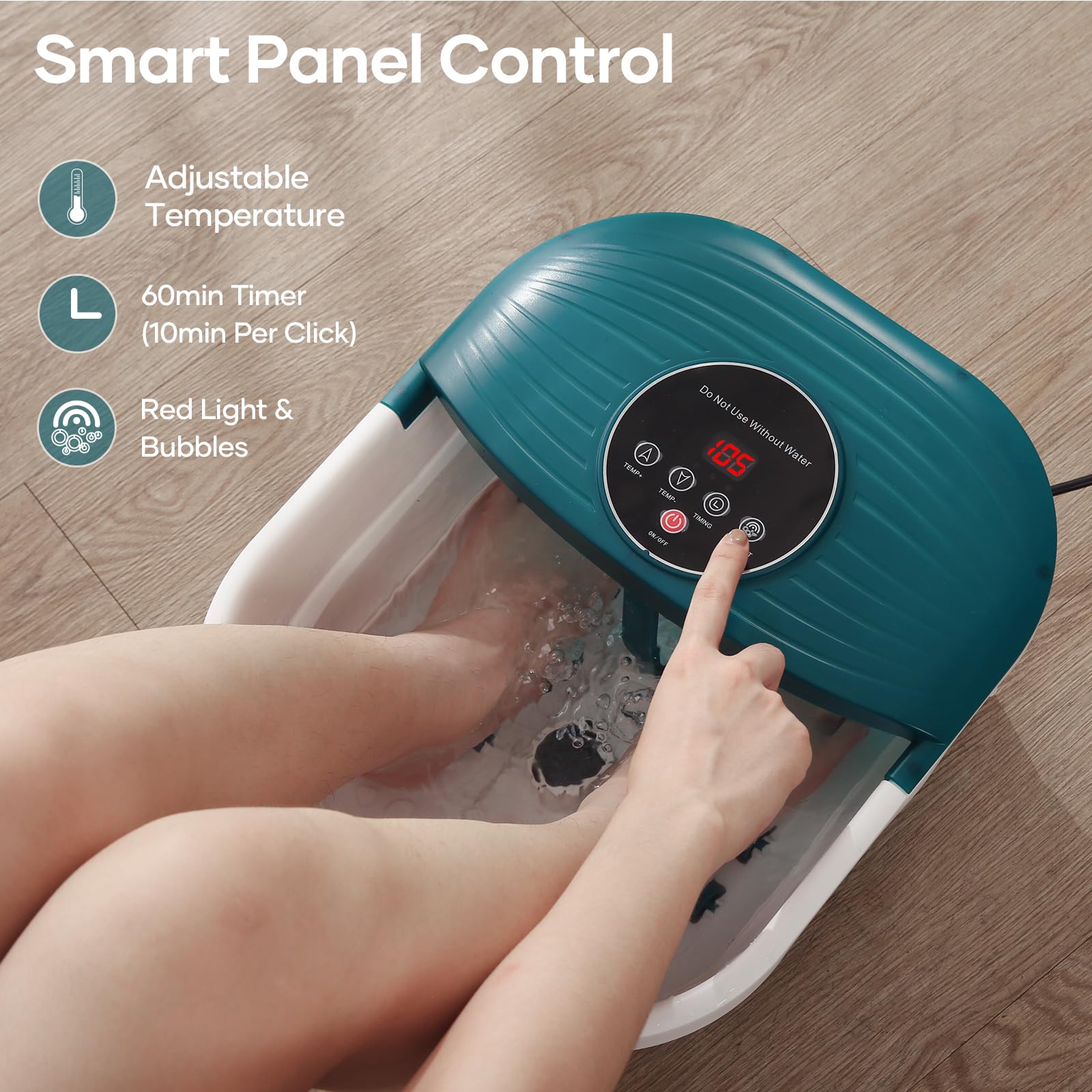 CURECURE Collapsible Foot Spa Bath Massager with Heat & Bubbles - Adjustable Temperature (95-118℉) Fast Heating Foot Soaker with Pedicure Stone & Massage Rollers - Perfect for Home Relaxation, Stress Relief & Pedicure Care - Ideal for Spa Night, Self-Care Routine & Post-Workout Recovery