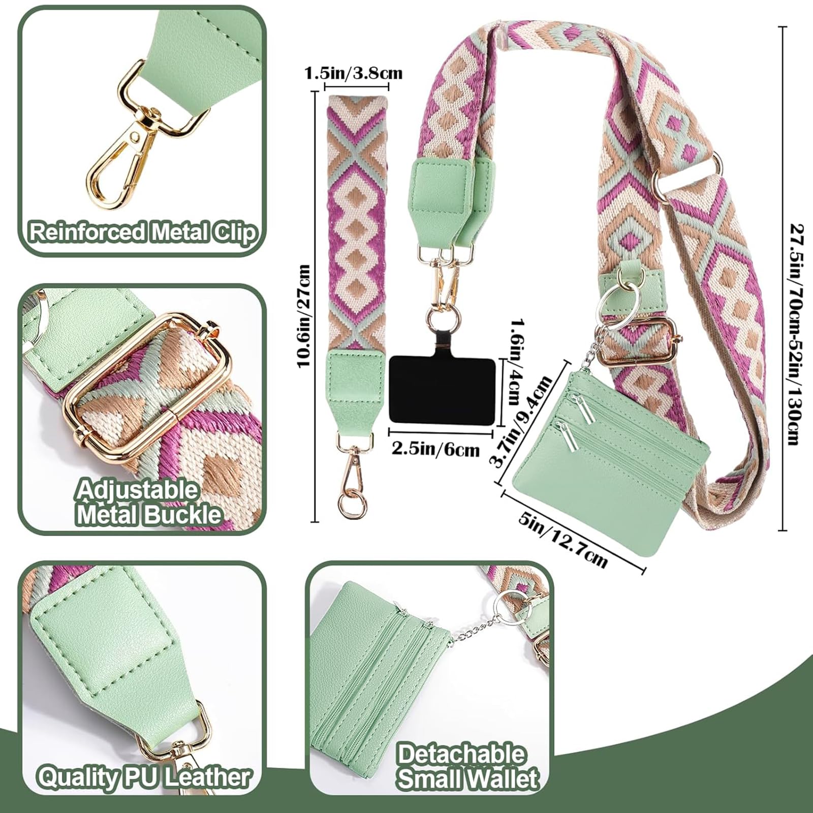 2025 New Phone Strap with Zippered Pouch & Clip - Hands-Free Crossbody Wallet Strap for iPhone/Samsung | Secure Phone Holder for Travel, Shopping & Outdoor Activities