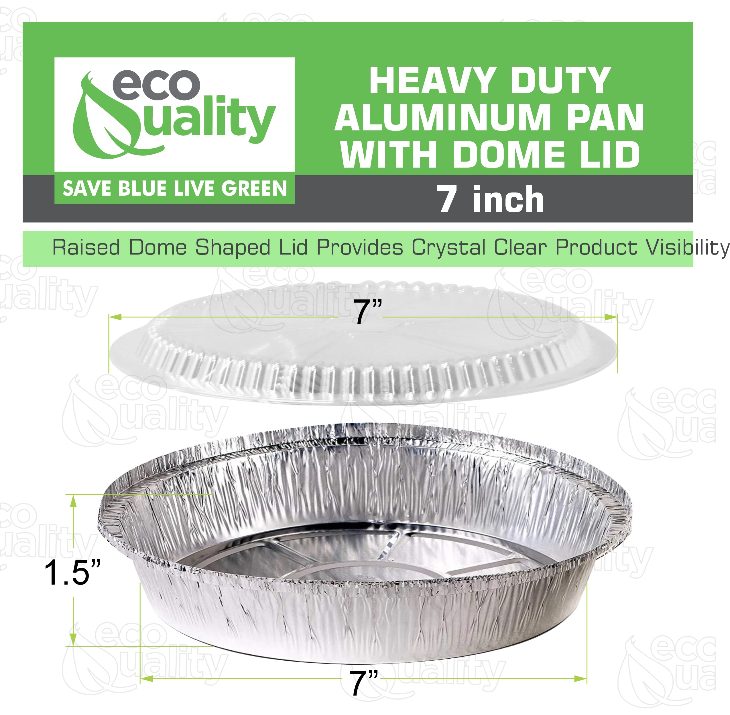 EcoQuality 7 Inch Disposable Aluminum Foil Pans with Plastic Lids - 200 Pack Round Baking Pans for Cooking, Catering, Restaurants & Party Food Storage | Microwave & Freezer Safe