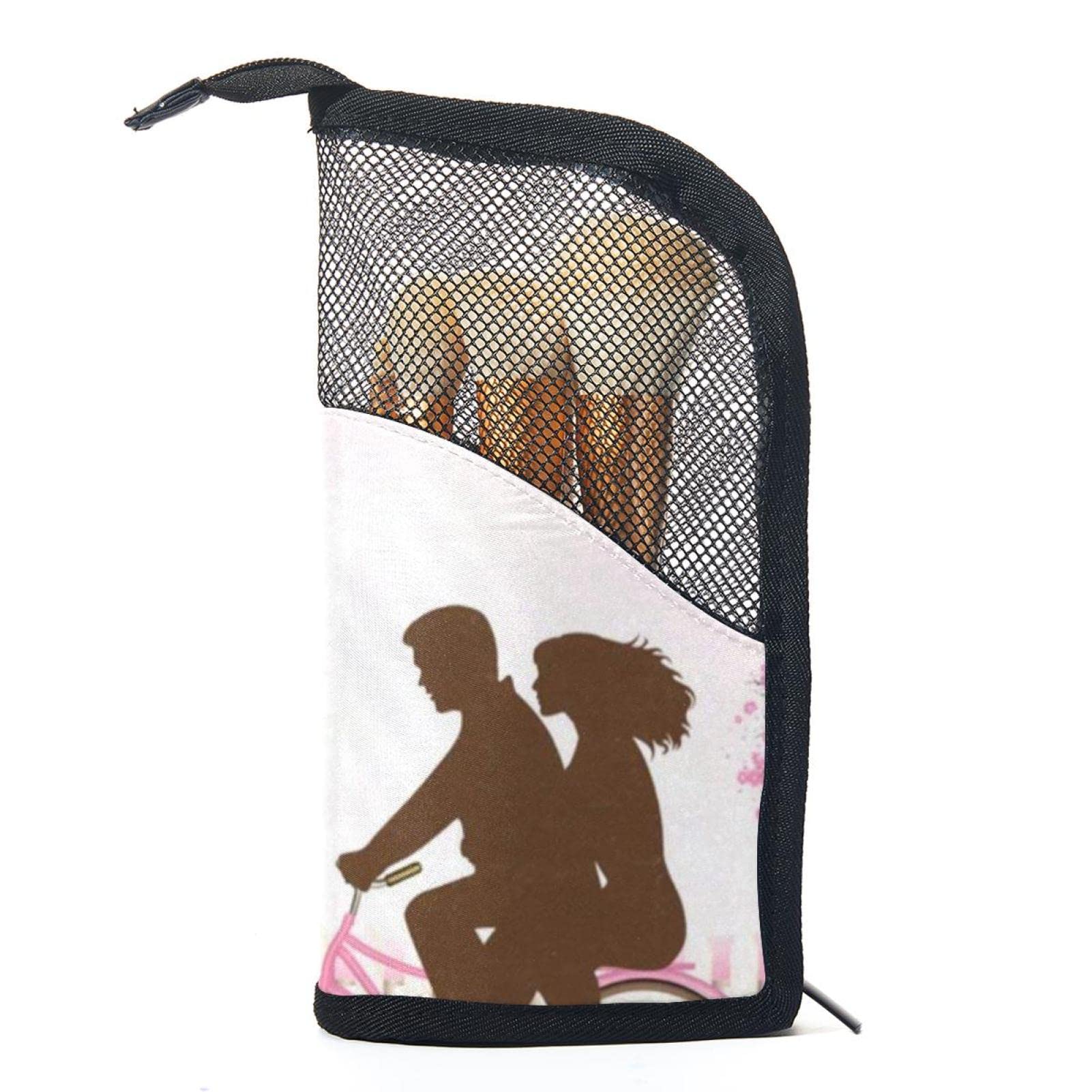 12-Piece Makeup Brush Organizer Bag with Heart Design - Portable Travel Cosmetic Brush Holder Case for Valentine's Day Gift, Makeup Artists & Beauty Lovers (Perfect for Travel, Home Storage & Professional Use)