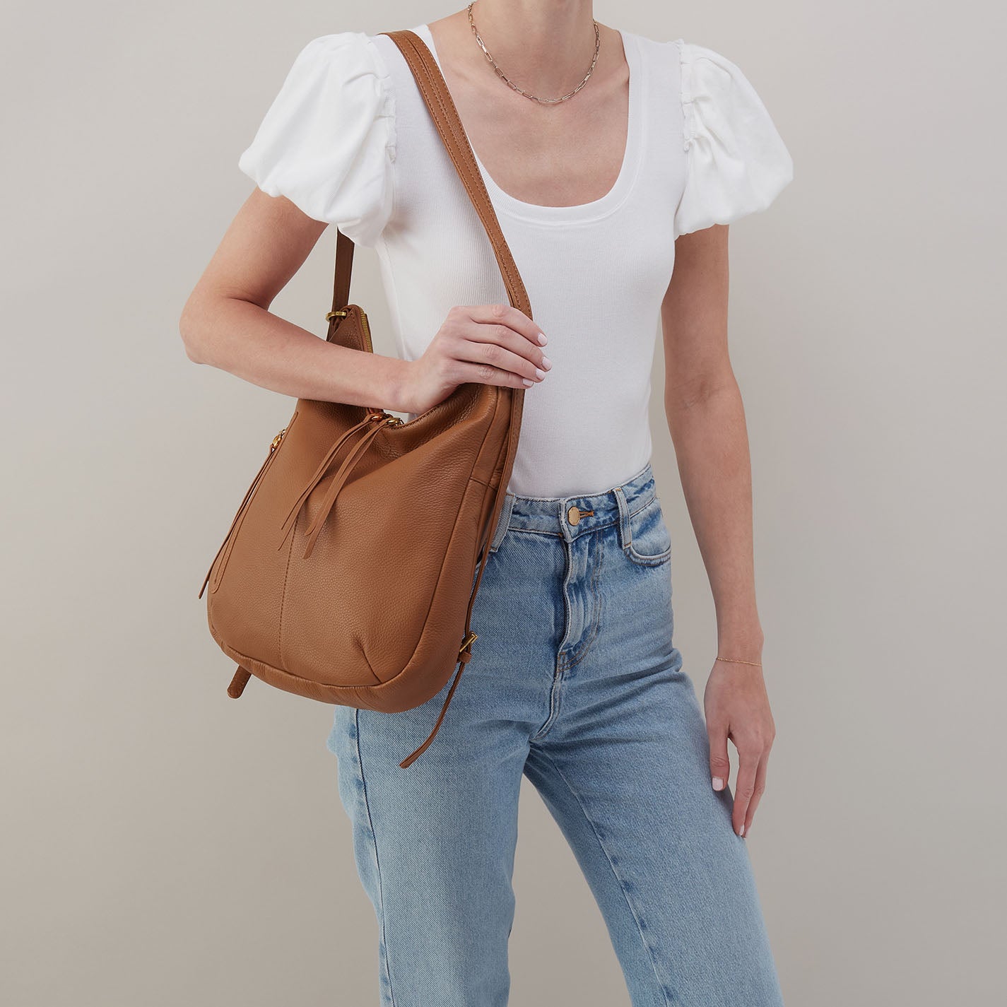 Premium Merrin Convertible Backpack in Pebbled Leather - Warm Honey Color | Stylish Laptop Bag for Work, Travel & College | Durable Leather Backpack for Women & Men