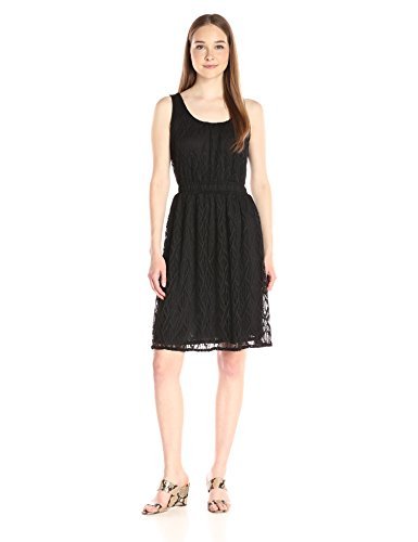 Elegant Women's Sleeveless Scoop Neck Lace Dress with Waist Smocking - Perfect for Summer Weddings, Garden Parties & Cocktail Events