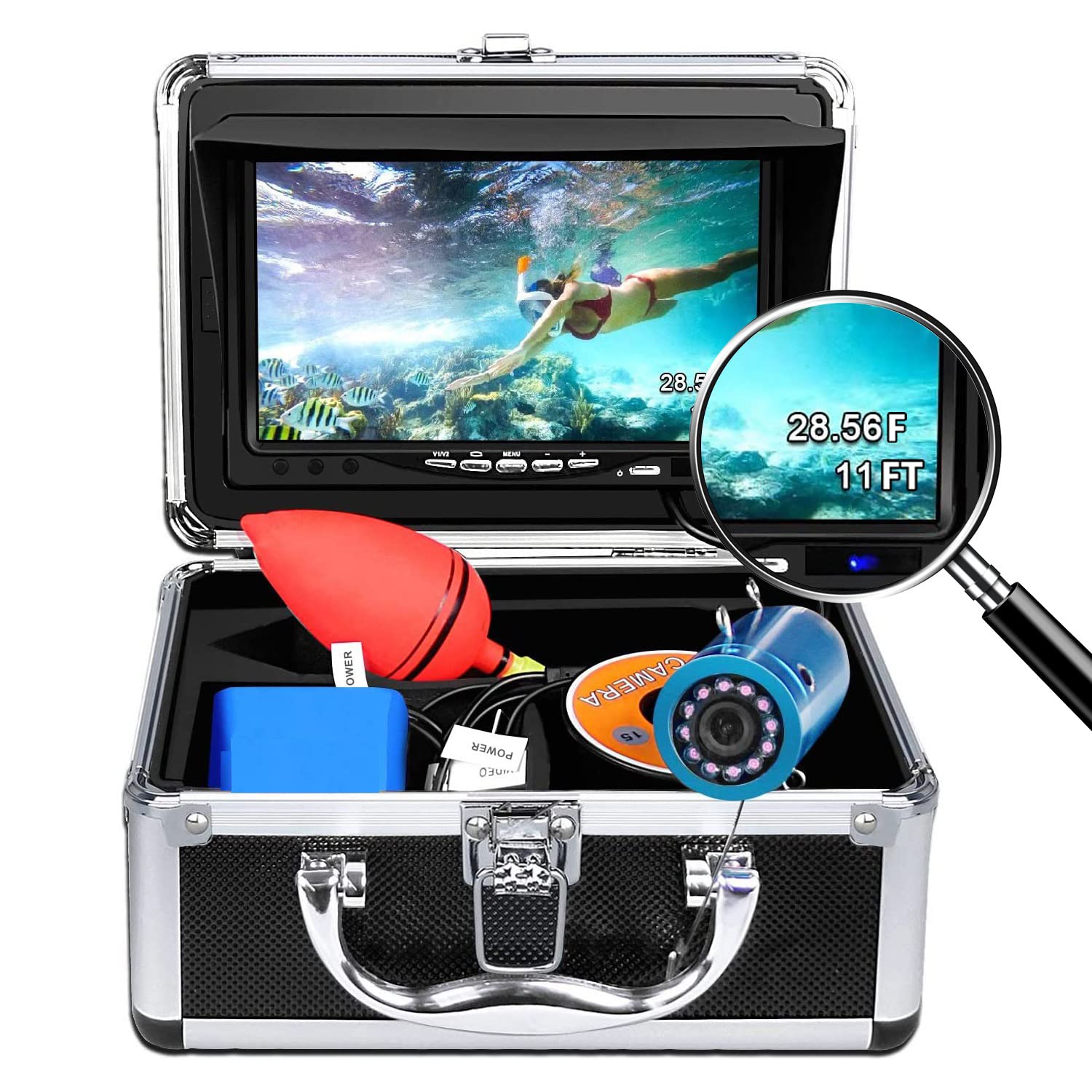 Portable Underwater Fishing Camera with Depth & Temperature Display - Waterproof HD Fish Finder with 7