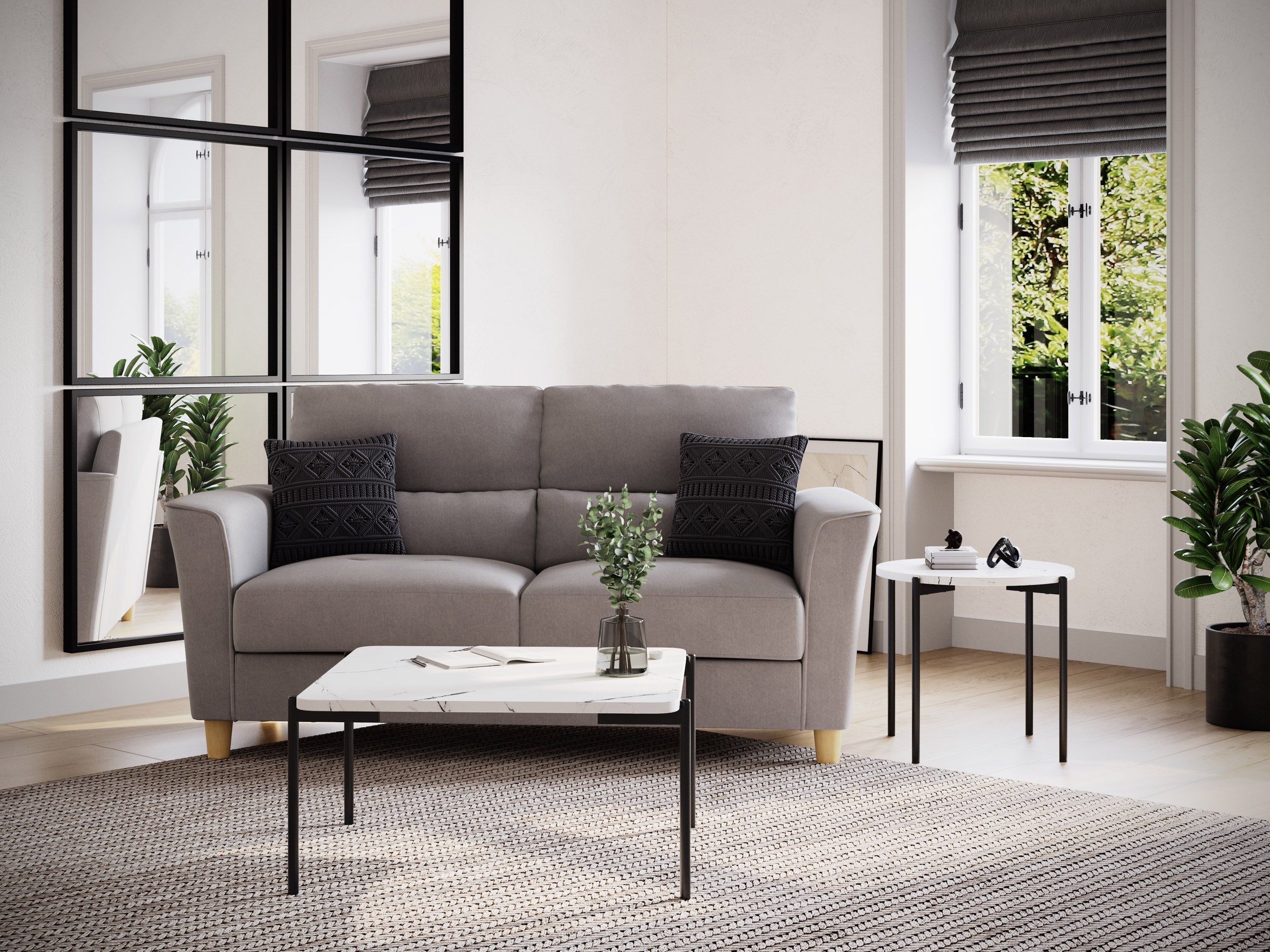Modern White Marble Coffee Table Set - Elegant Living Room Furniture for Home Decor | Perfect for Small Spaces, Apartments & Lounge Areas